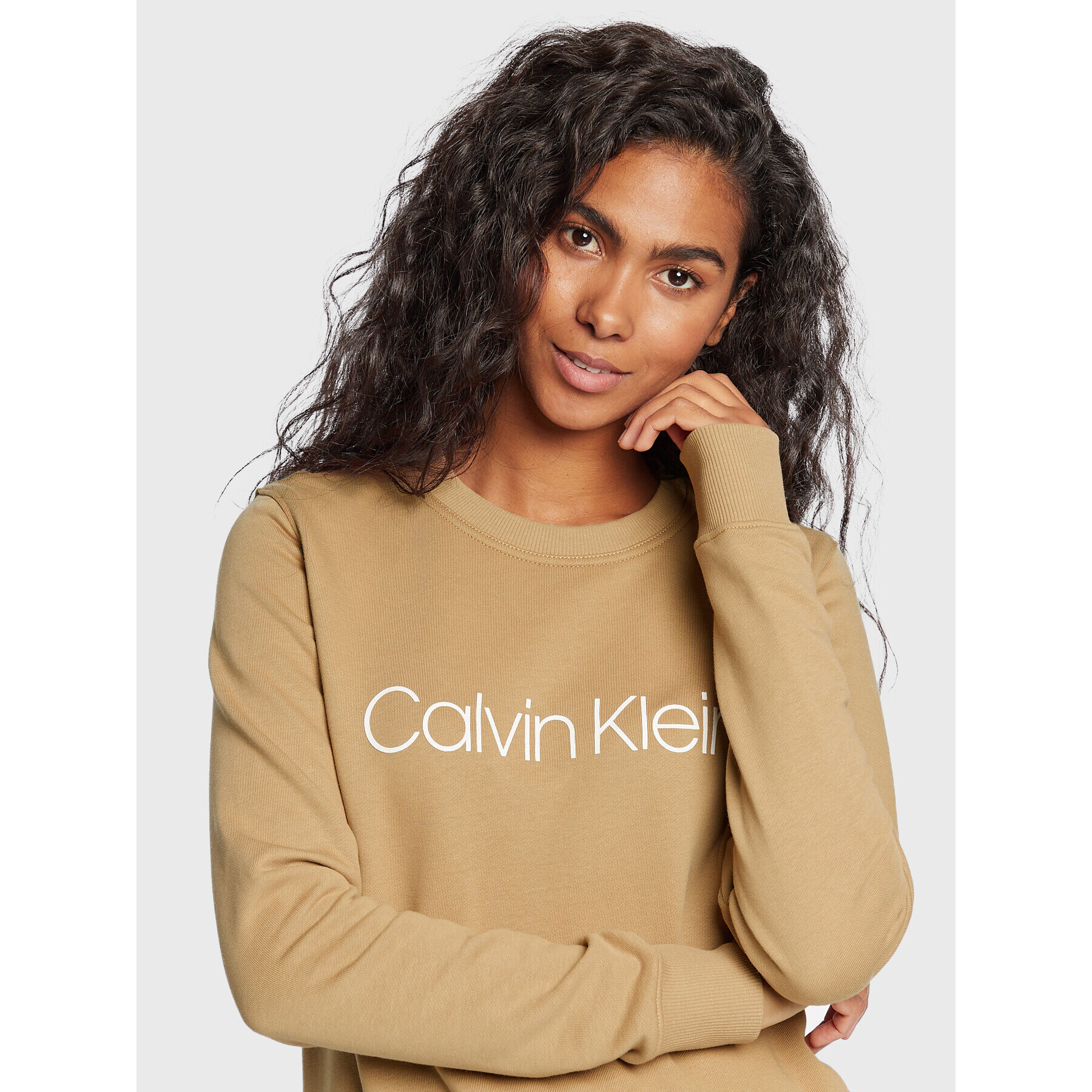 Calvin Klein Bluză Core Logo K20K202157 Bej Regular Fit - Pled.ro