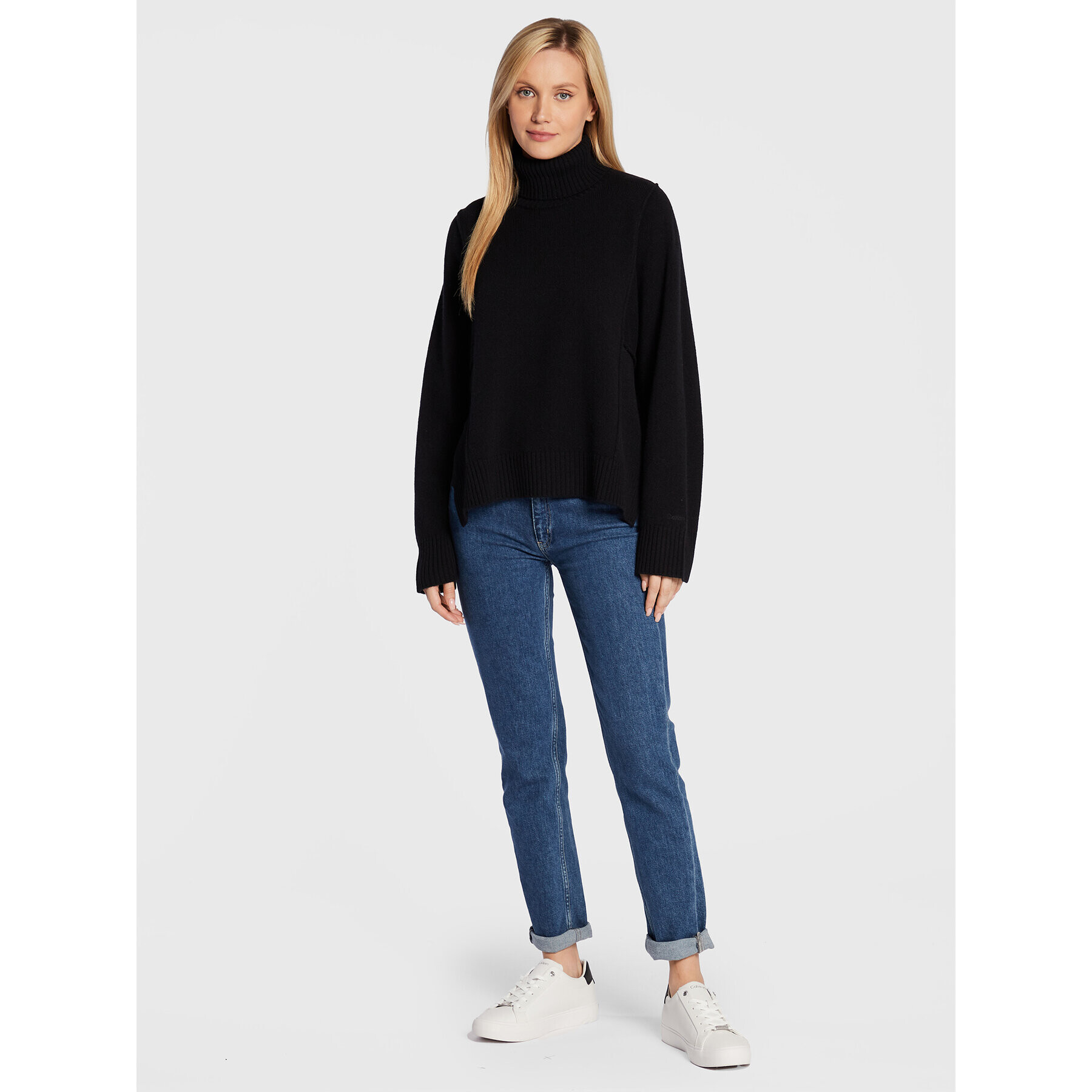 Calvin Klein Bluză cu gât K20K204779 Negru Relaxed Fit - Pled.ro