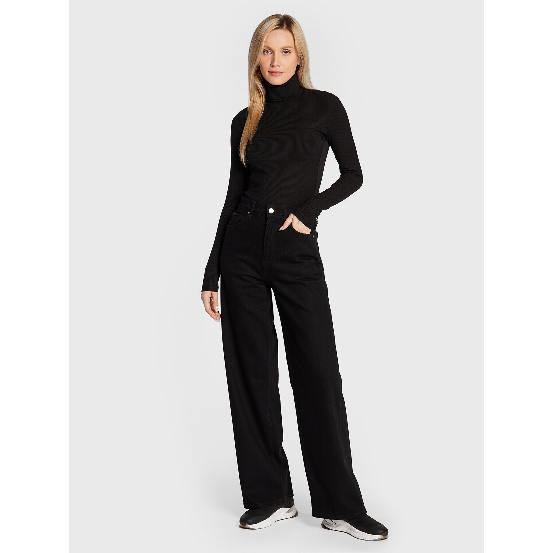 Calvin Klein Bluză cu gât K20K204827 Negru Slim Fit - Pled.ro