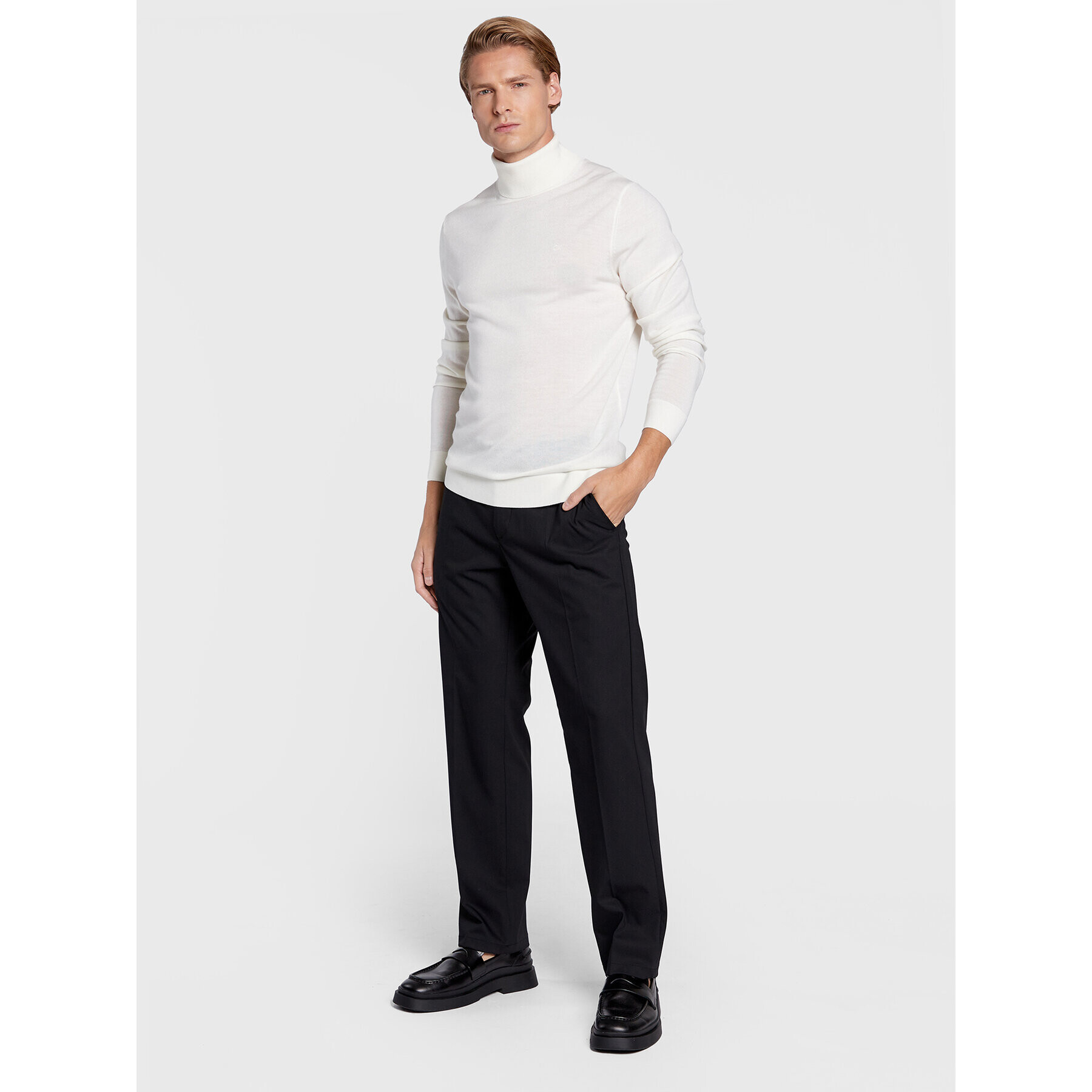 Calvin Klein Bluză cu gât Superior K10K110420 Alb Slim Fit - Pled.ro