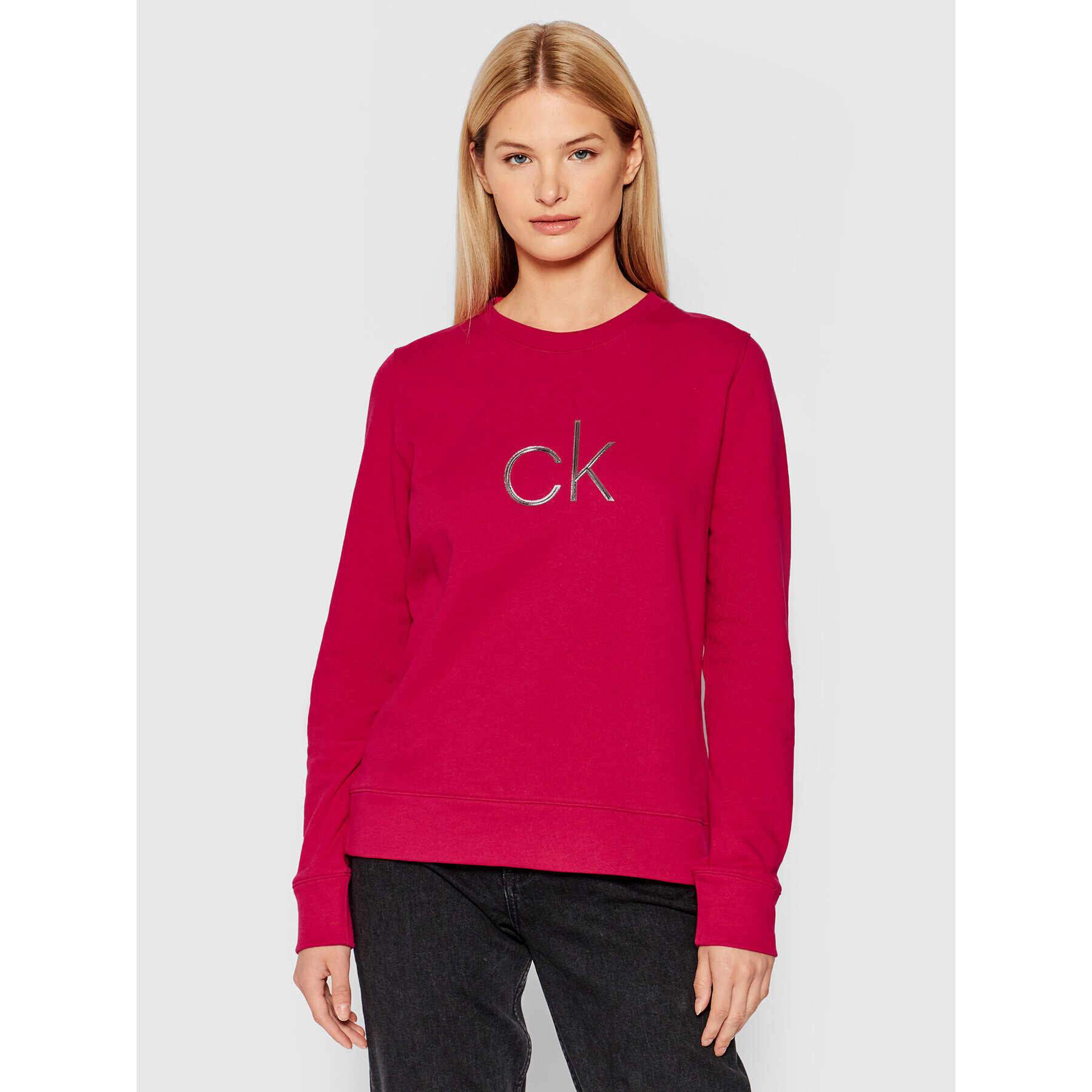 Calvin Klein Bluză Embossed Shine K20K203000 Roz Regular Fit - Pled.ro