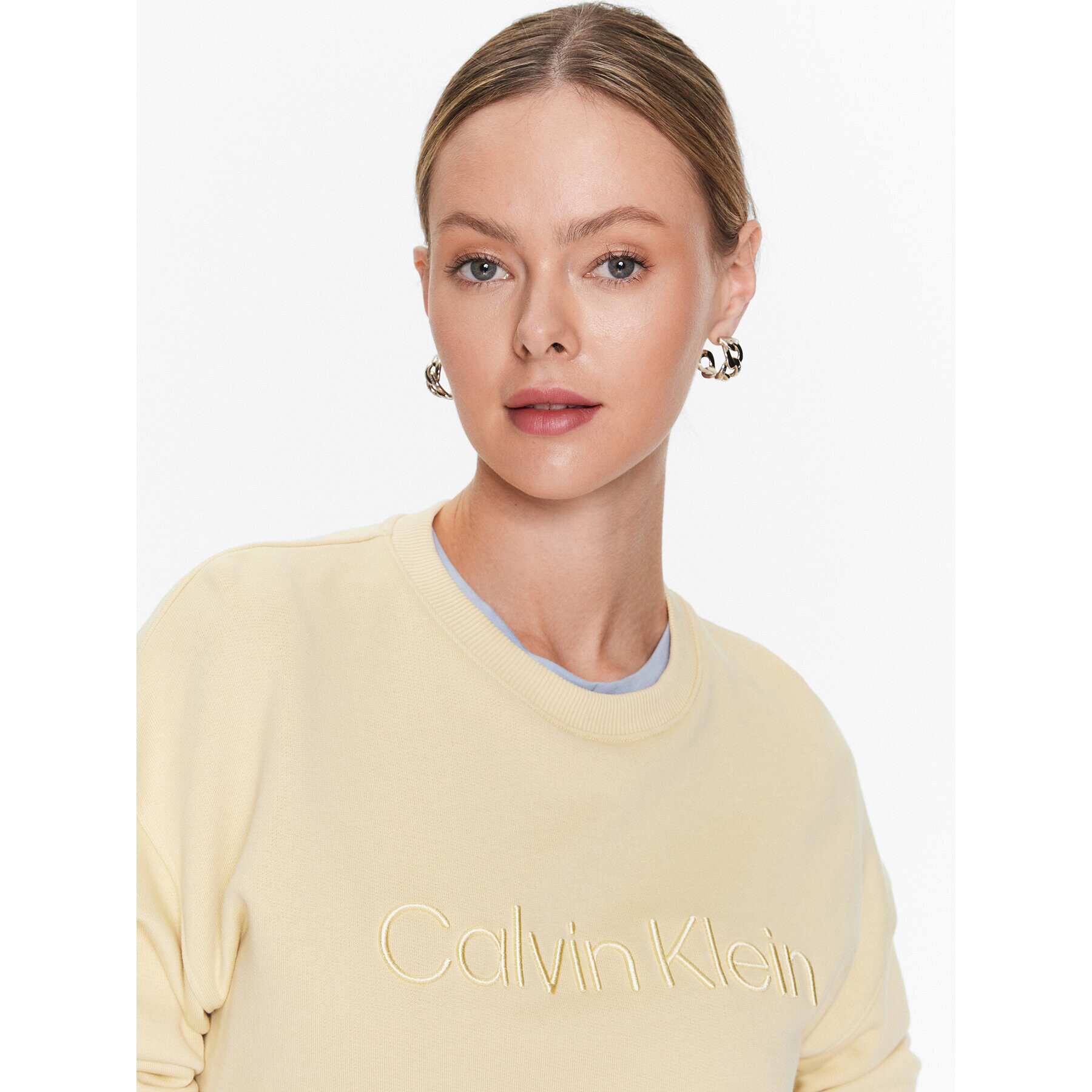 Calvin Klein Bluză Embroidered Logo K20K205328 Galben Regular Fit - Pled.ro