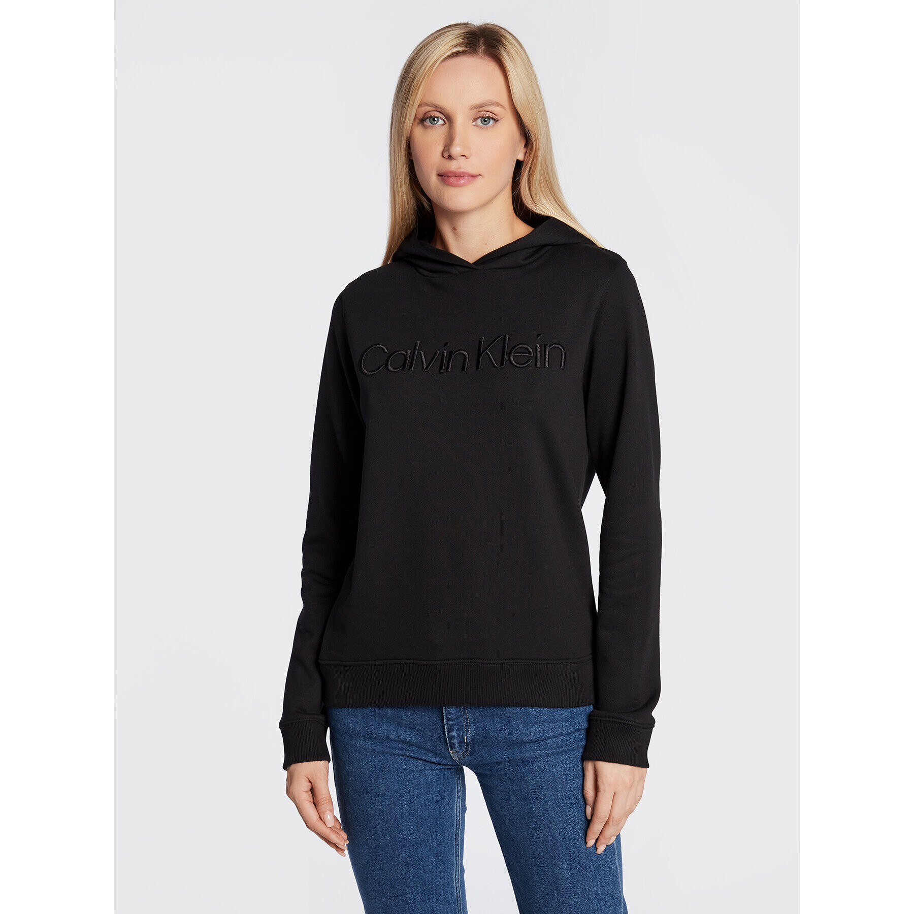 Calvin Klein Bluză Embroidered Logo K20K205414 Negru Regular Fit - Pled.ro