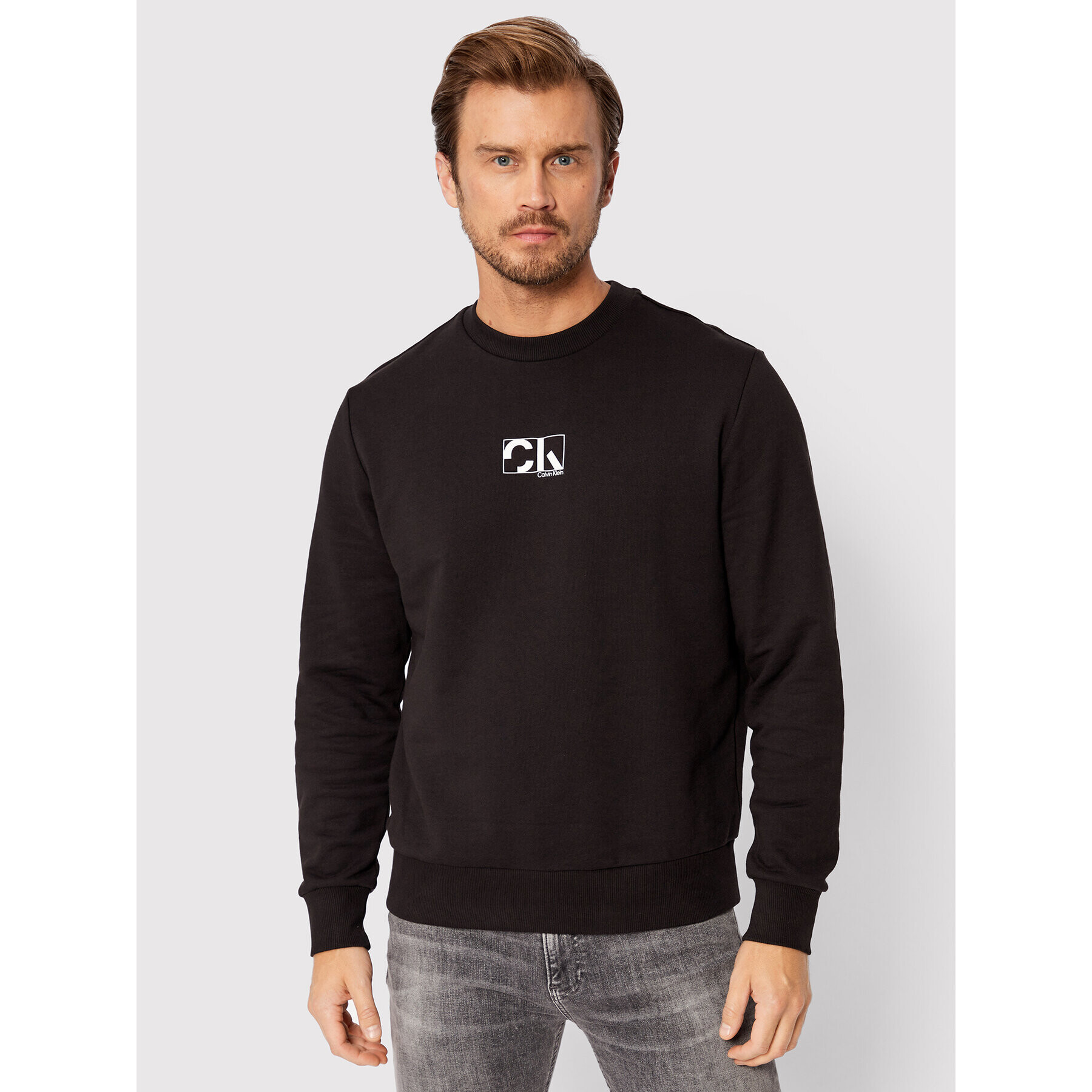 Calvin Klein Bluză Graphic Box Logo K10K109718 Negru Regular Fit - Pled.ro