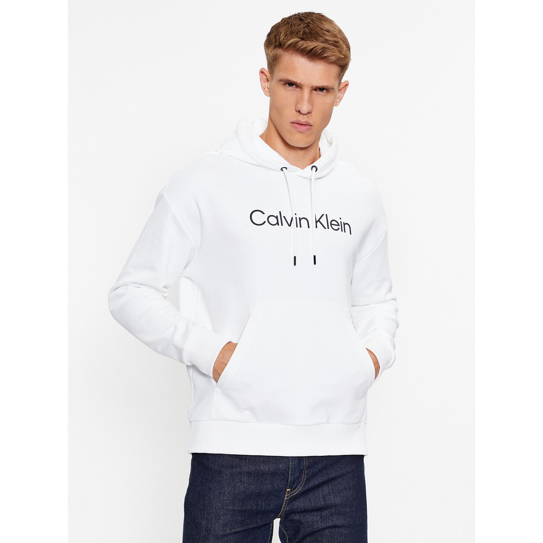 Calvin Klein Bluză Hero K10K111345 Alb Regular Fit - Pled.ro