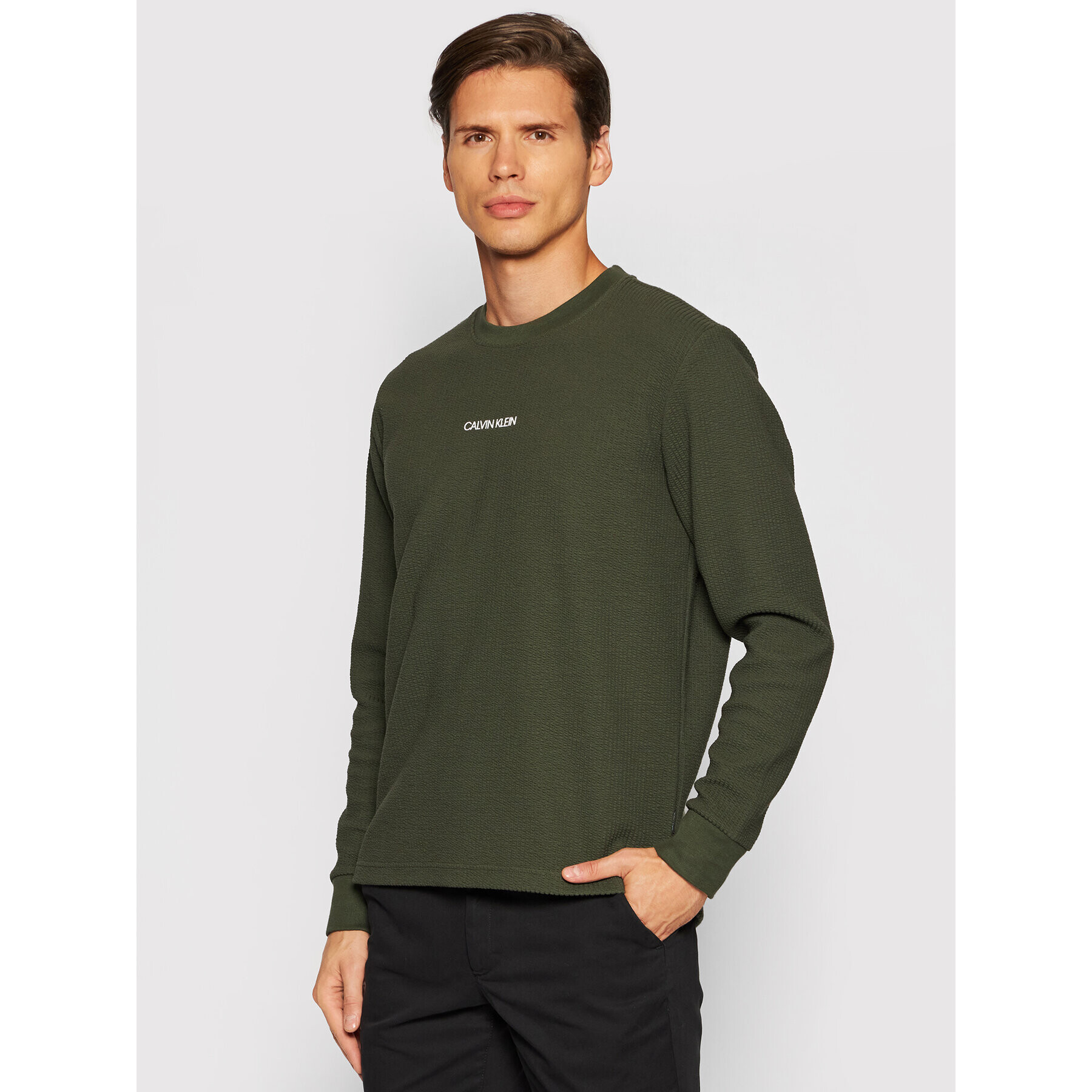 Calvin Klein Bluză Lightweight K10K107338 Verde Regular Fit - Pled.ro