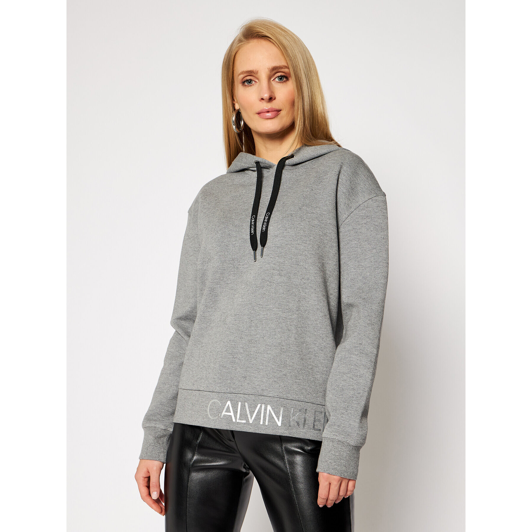 Calvin Klein Bluză Ls Calvin Logo Hoody K20K202389 Gri Relaxed Fit - Pled.ro