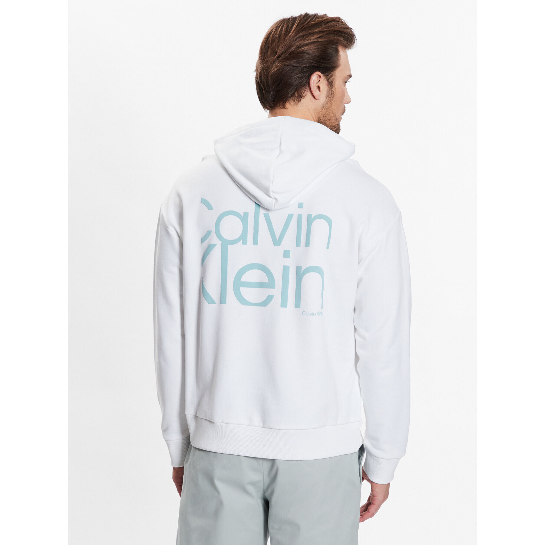 Calvin Klein Bluză Matte Back Logo Comfort Hoodie K10K111343 Alb Regular Fit - Pled.ro