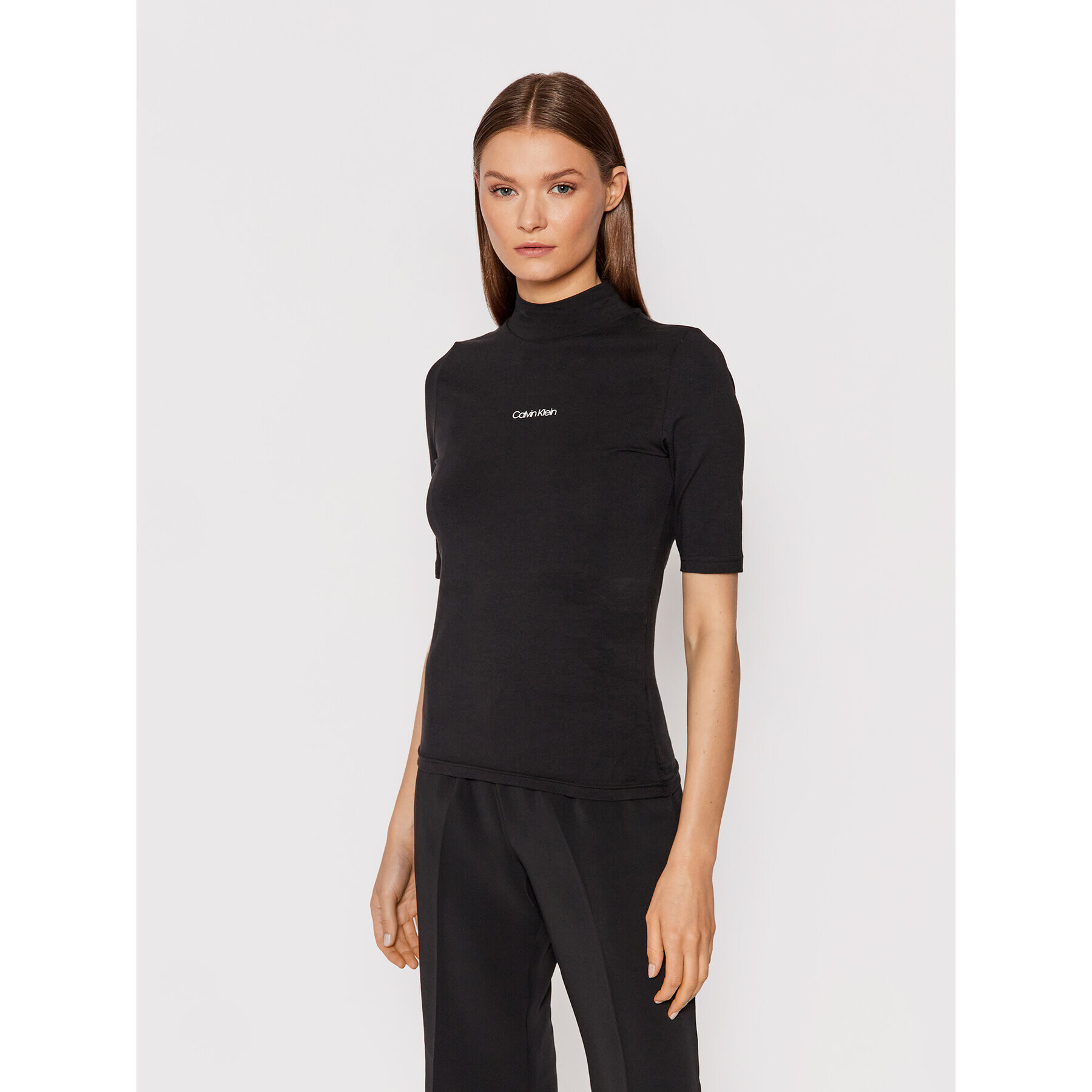 Calvin Klein Bluză Mock K20K203114 Negru Slim Fit - Pled.ro