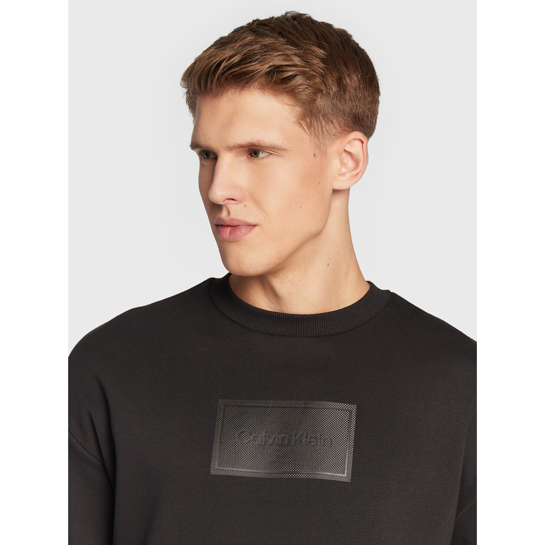 Calvin Klein Bluză Textured Logo K10K110083 Negru Relaxed Fit - Pled.ro