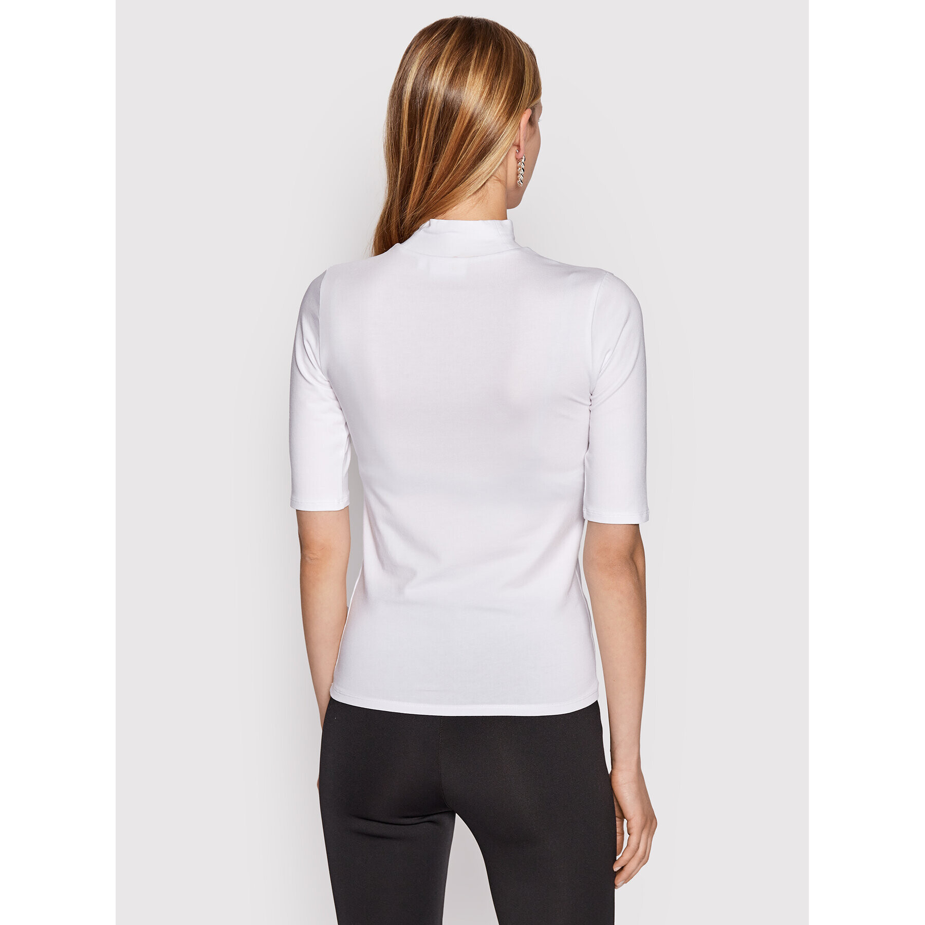 Calvin Klein Bluză cu gât Tonal Logo K20K204444 Alb Slim Fit - Pled.ro