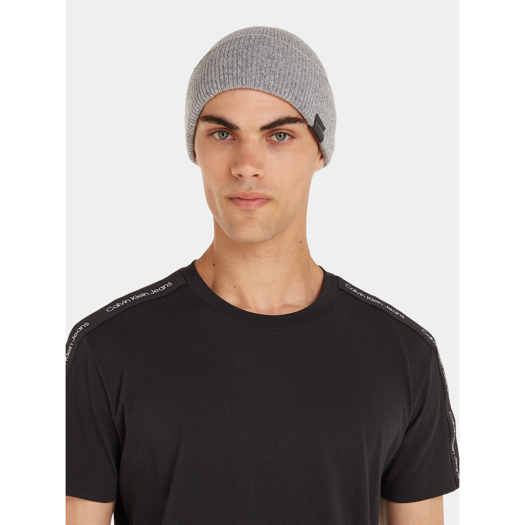 Calvin Klein Căciulă Leather Patch Docker Beanie K50K510978 Gri - Pled.ro