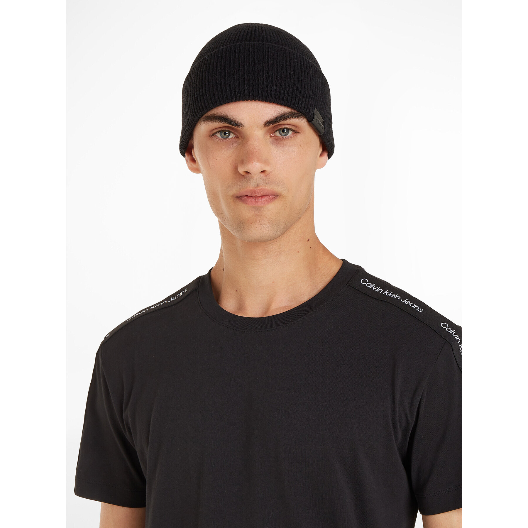 Calvin Klein Căciulă Leather Patch Docker Beanie K50K510978 Negru - Pled.ro