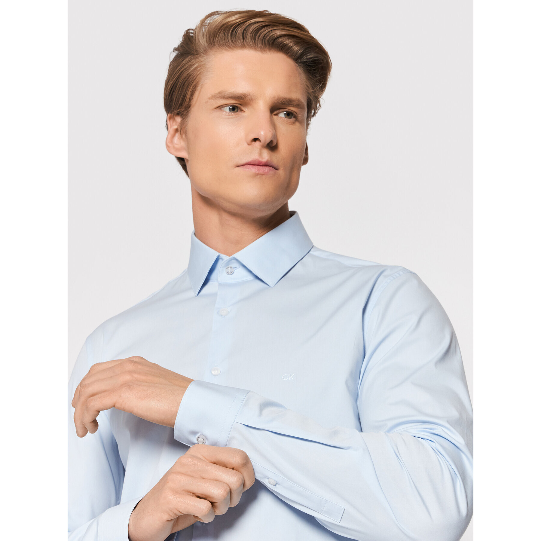 Calvin Klein Cămașă Poplin K10K108229 Albastru Slim Fit - Pled.ro