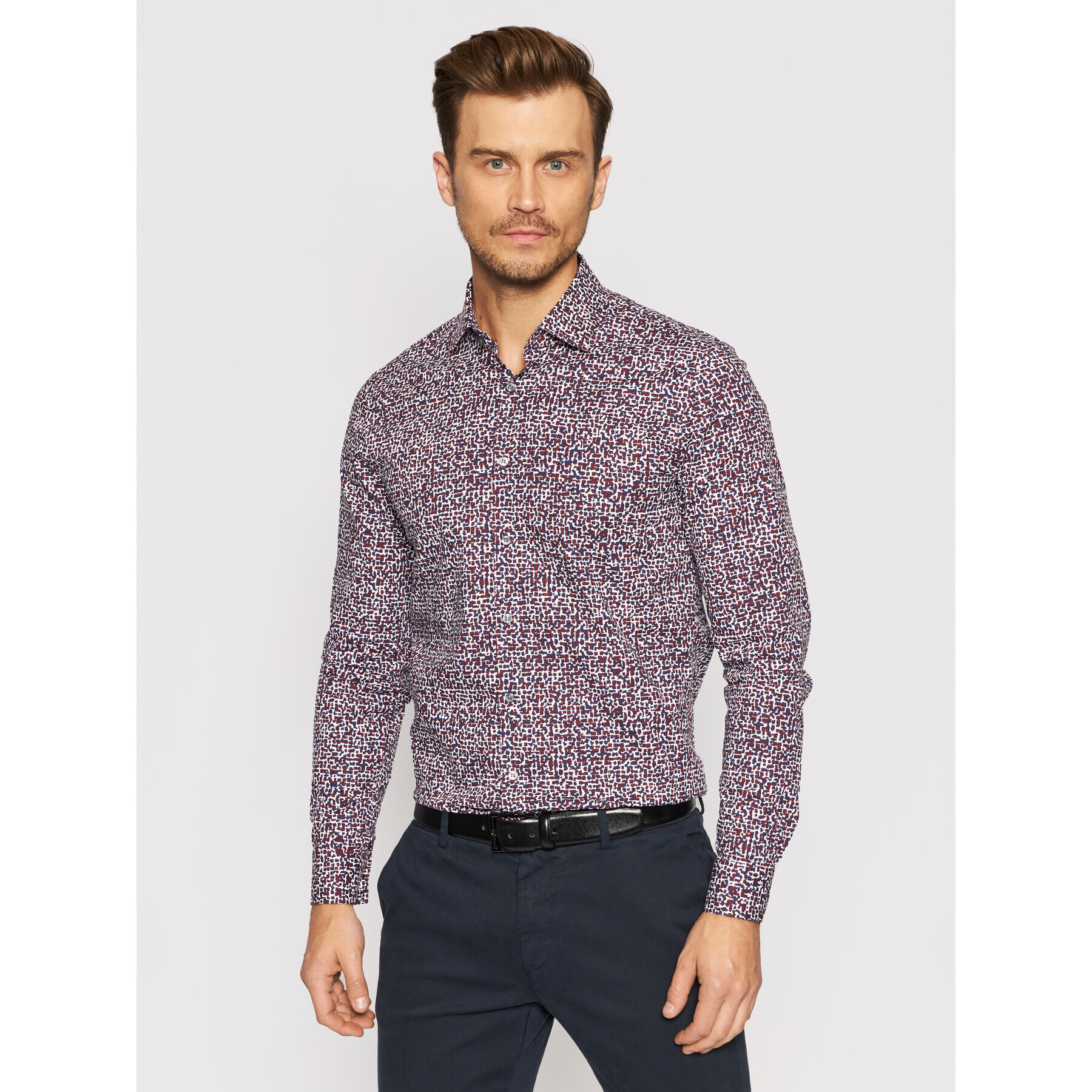 Calvin Klein Cămașă Printed K10K107822 Vișiniu Slim Fit - Pled.ro