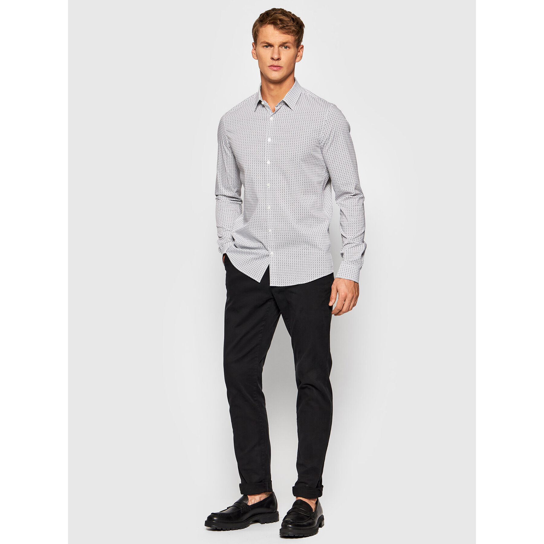 Calvin Klein Cămașă Printed K10K107823 Alb Extra Slim Fit - Pled.ro