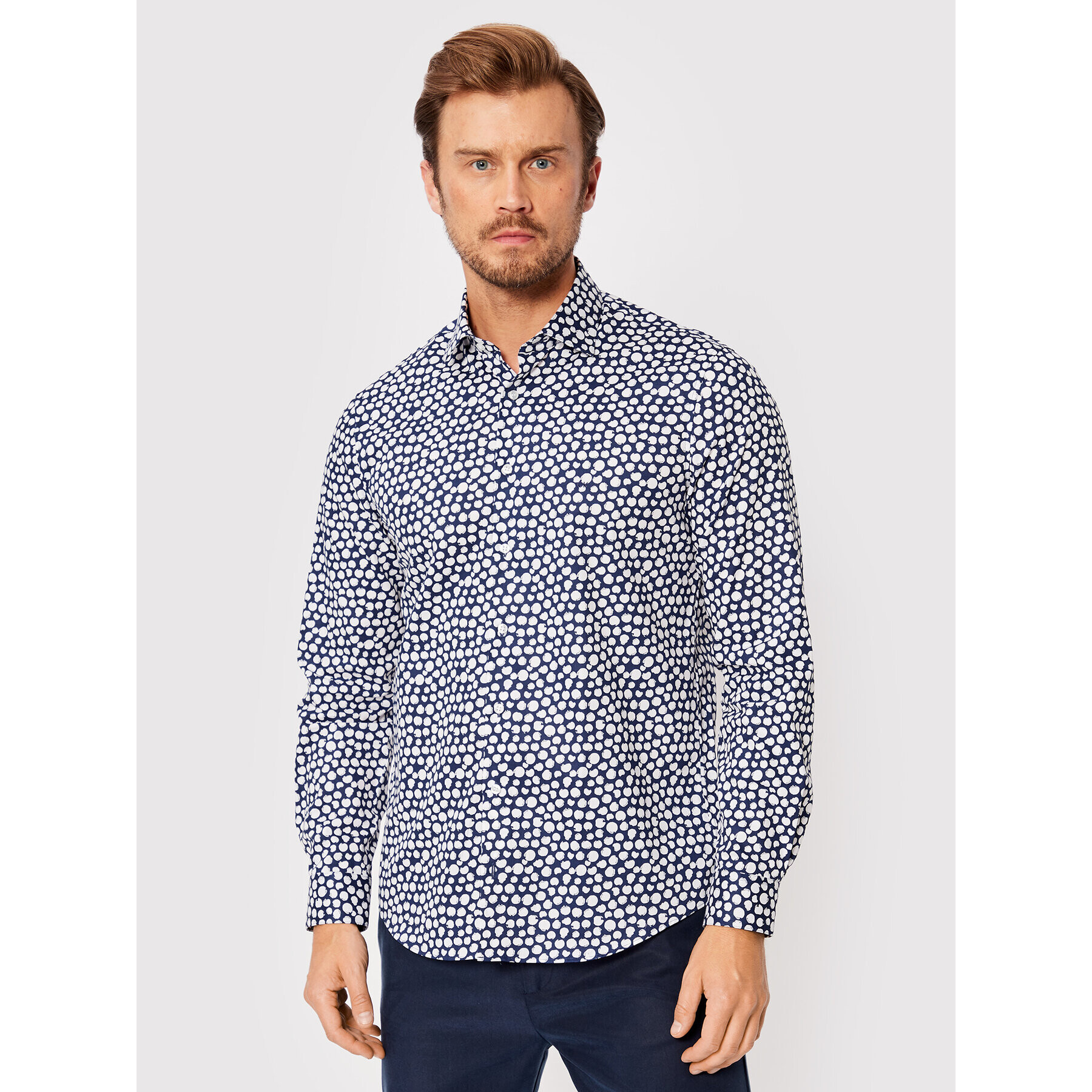 Calvin Klein Cămașă Print Easy Care K10K109335 Bleumarin Fitted Fit - Pled.ro