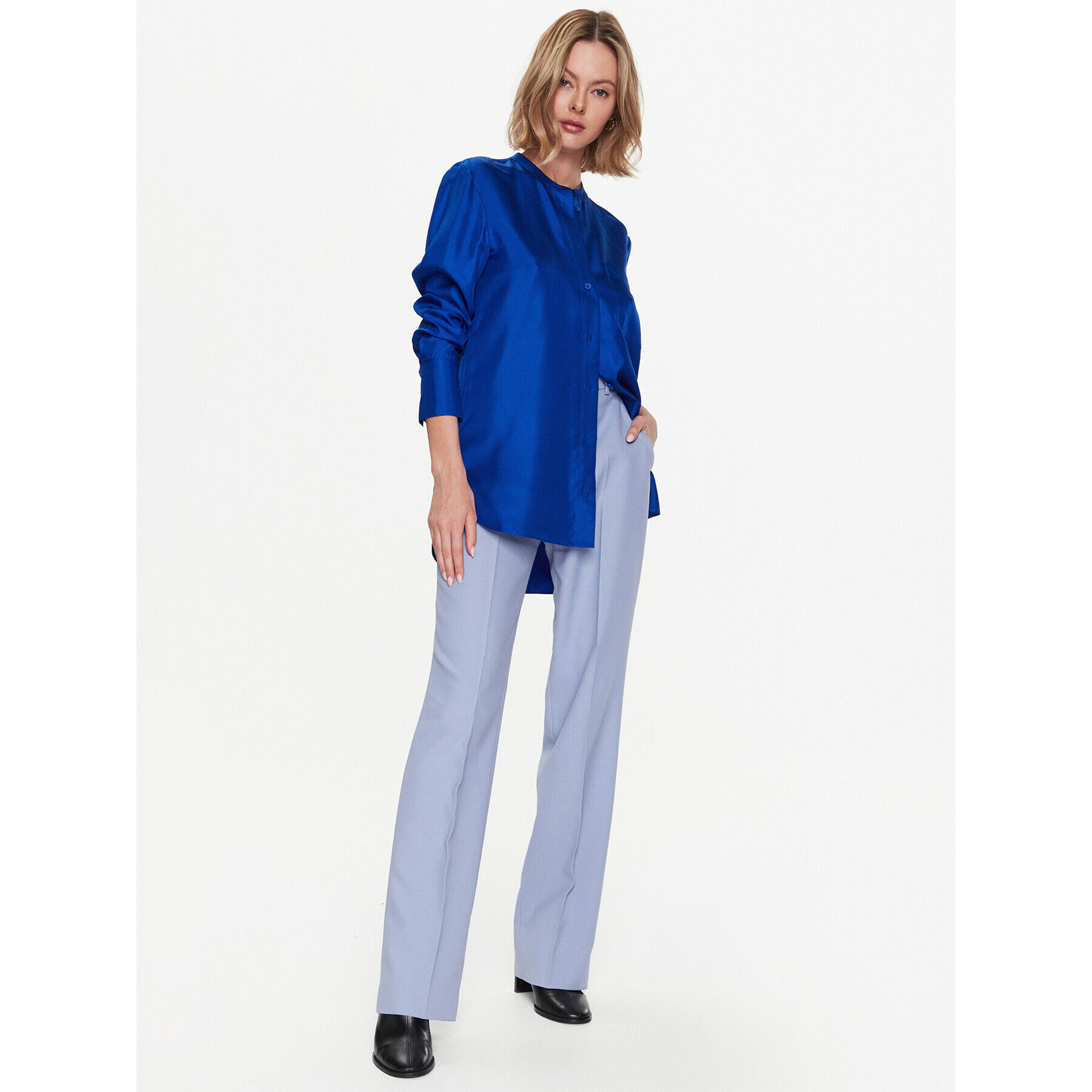 Calvin Klein Cămașă Silk Relaxed Collarless K20K205207 Albastru Relaxed Fit - Pled.ro