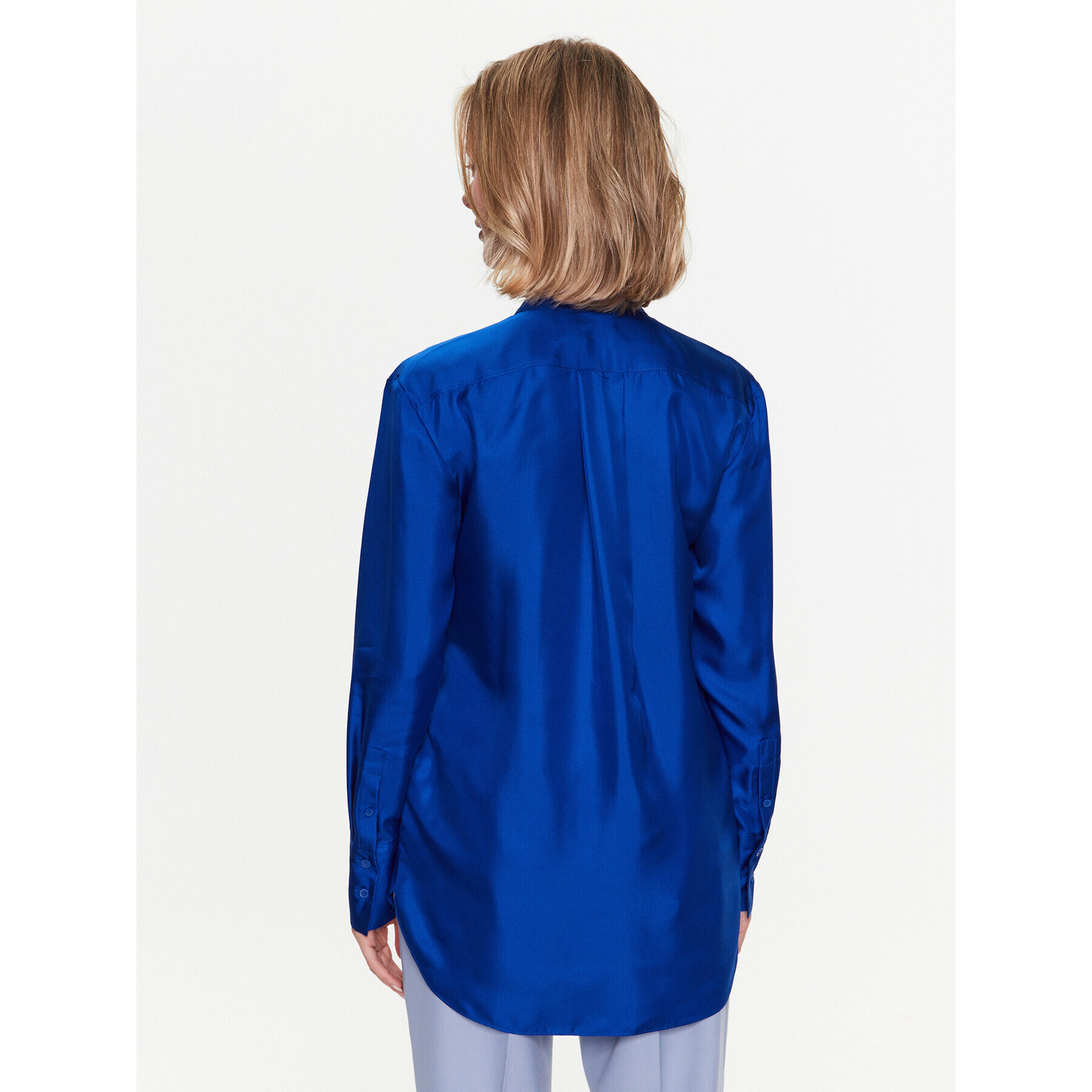 Calvin Klein Cămașă Silk Relaxed Collarless K20K205207 Albastru Relaxed Fit - Pled.ro