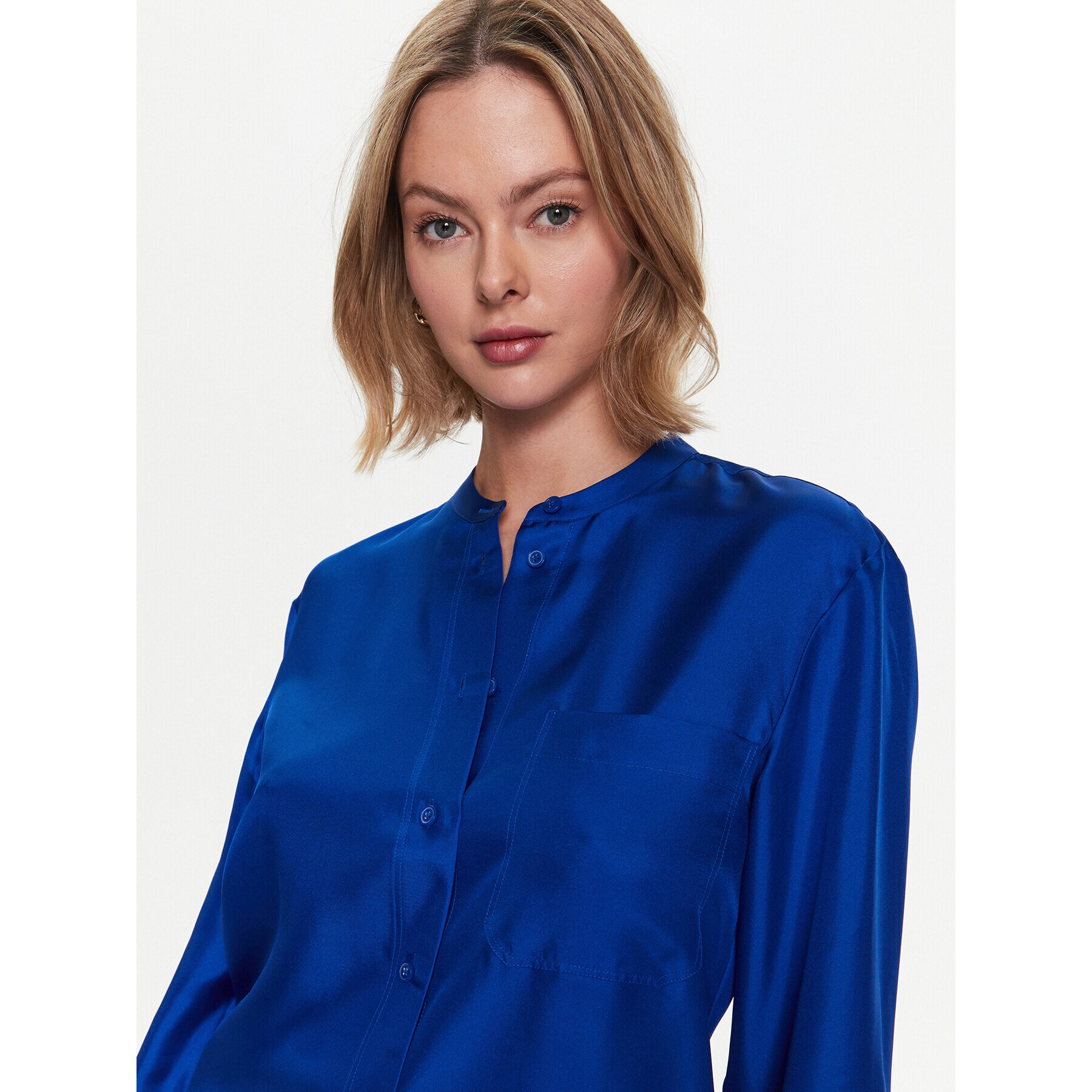 Calvin Klein Cămașă Silk Relaxed Collarless K20K205207 Albastru Relaxed Fit - Pled.ro