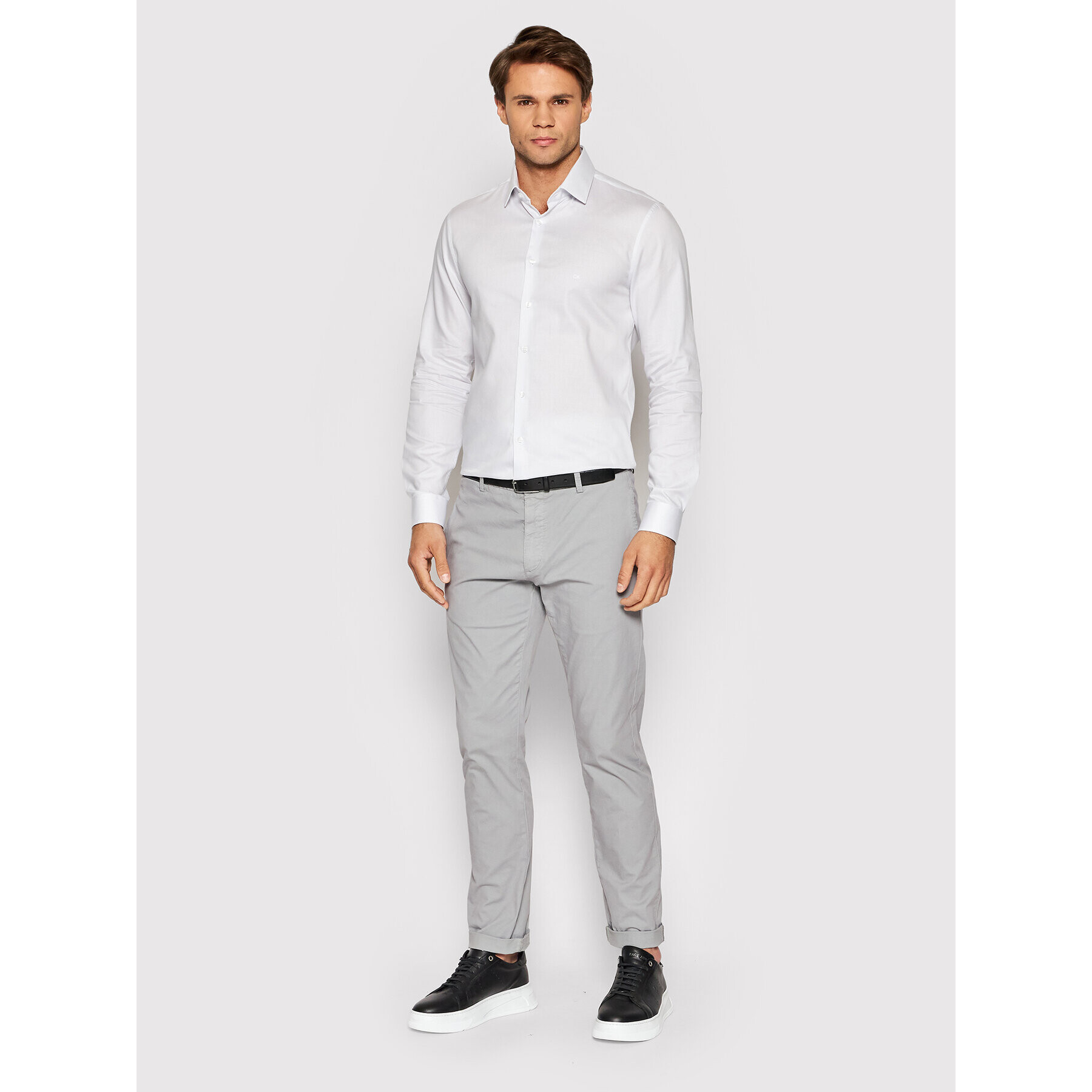 Calvin Klein Cămașă Structure Easy Care K10K109168 Alb Slim Fit - Pled.ro