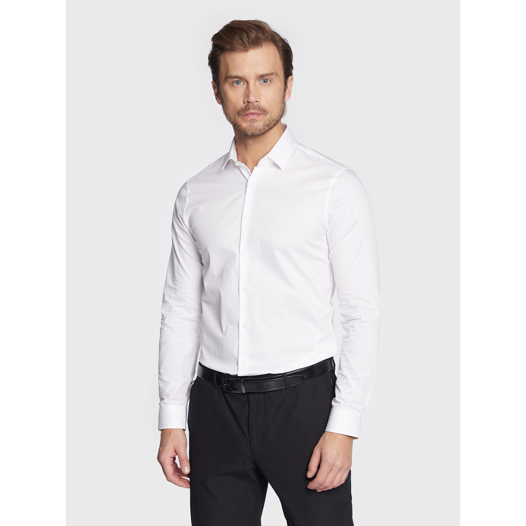 Calvin Klein Cămașă Twill Contrast K10K110551 Alb Slim Fit - Pled.ro