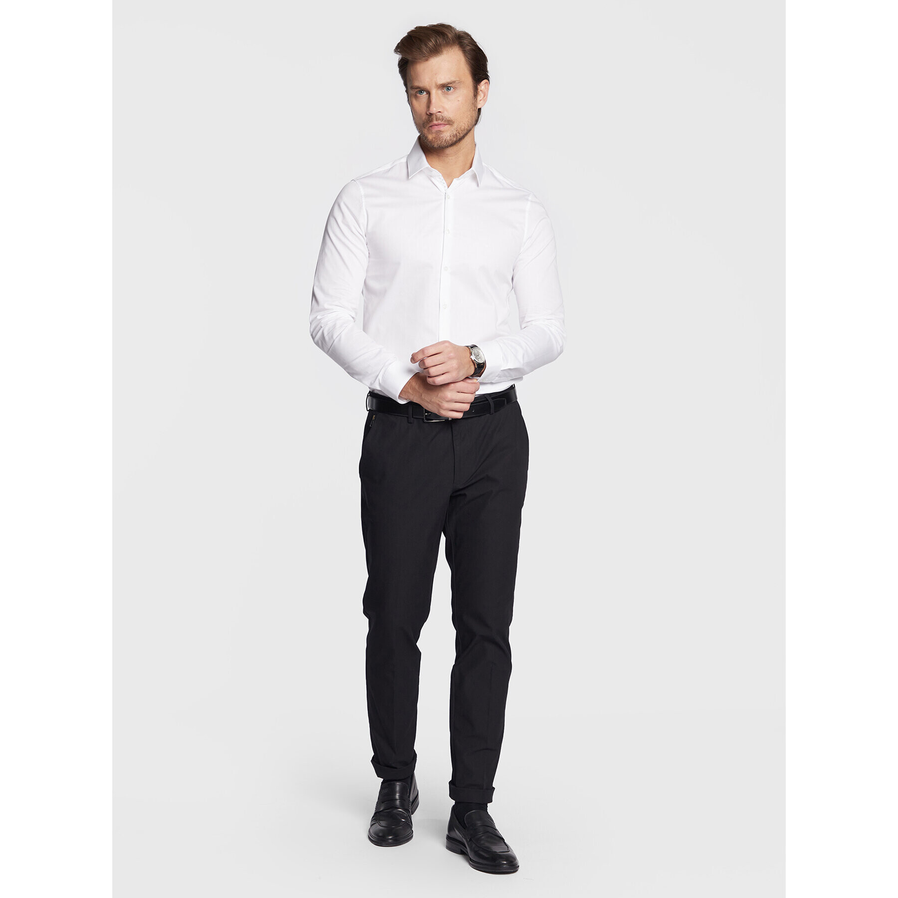 Calvin Klein Cămașă Twill Contrast K10K110551 Alb Slim Fit - Pled.ro