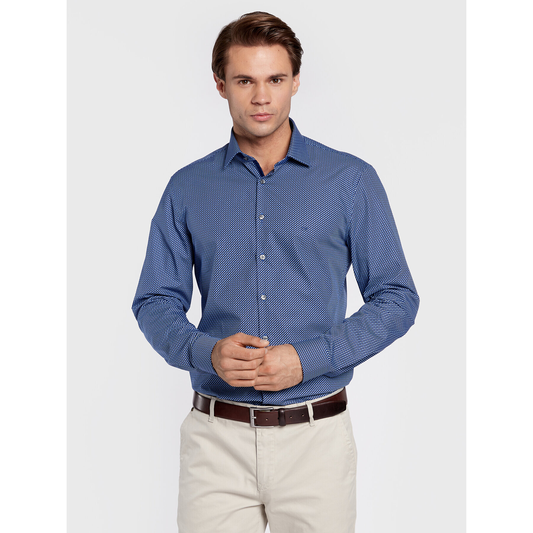 Calvin Klein Cămașă Multi Square K10K109886 Albastru Slim Fit - Pled.ro