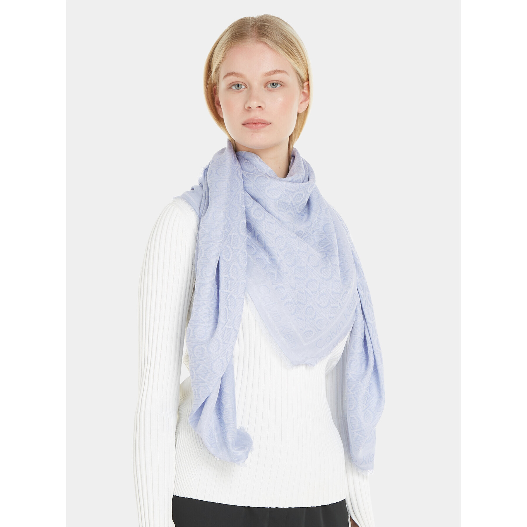 Calvin Klein Eșarfă Monogram Jacquard Scarf 130X130 K60K608779 Albastru - Pled.ro