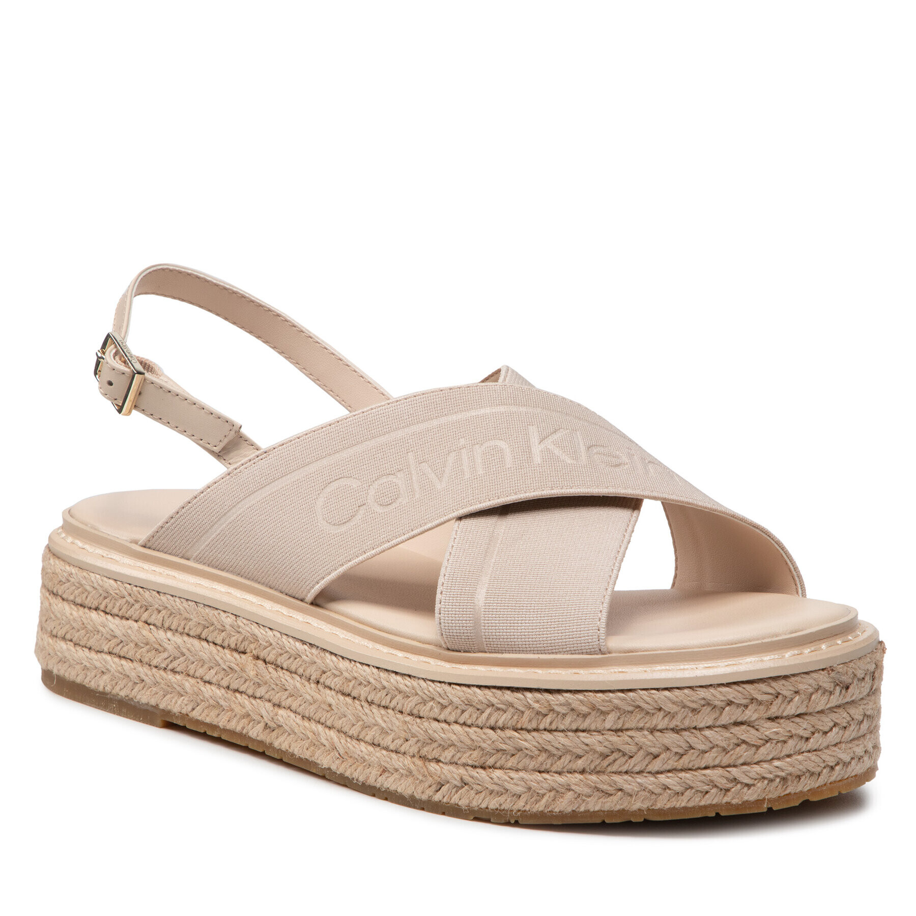 Calvin Klein Espadrile Flatform Wedge Sndl He HW0HW00688 Bej - Pled.ro