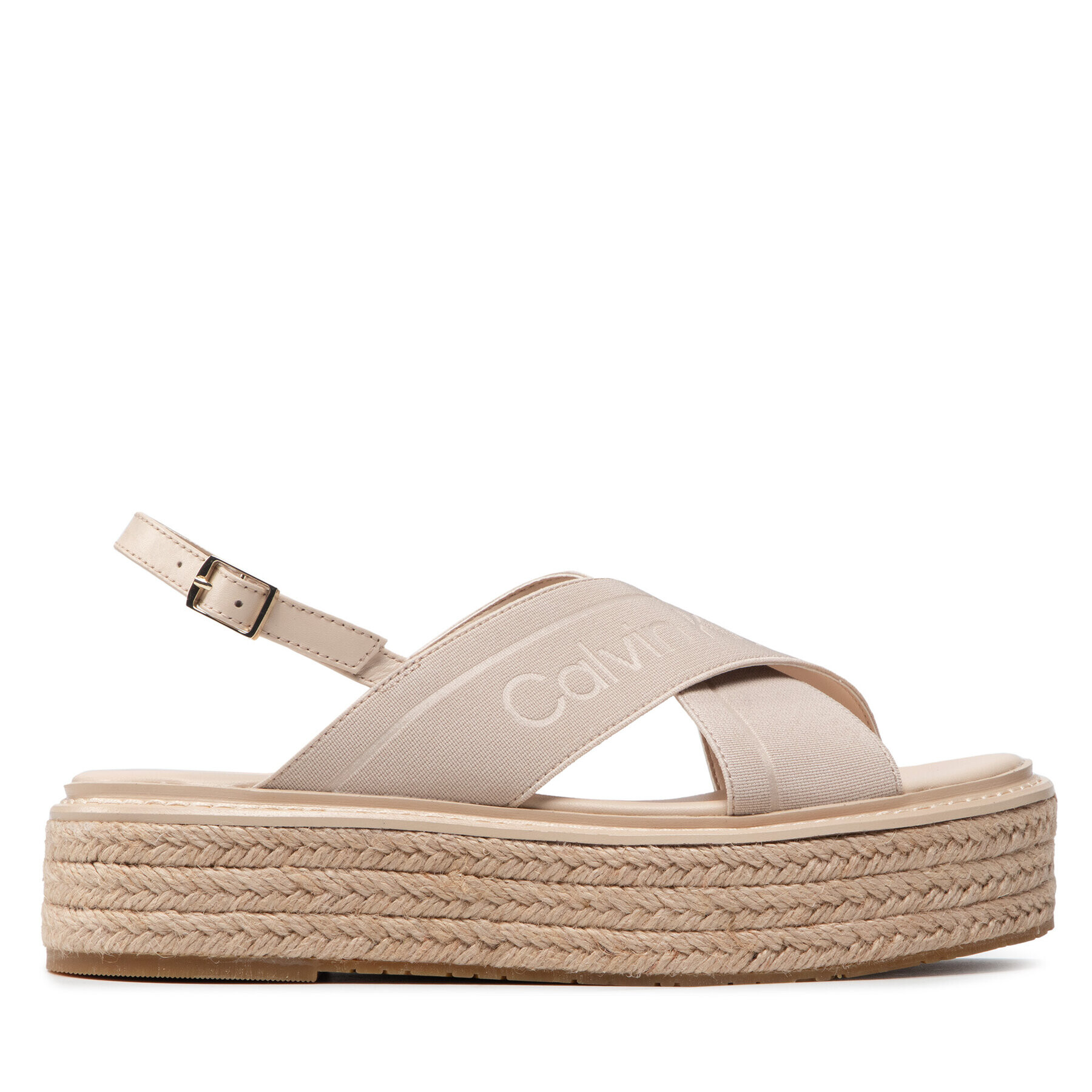 Calvin Klein Espadrile Flatform Wedge Sndl He HW0HW00688 Bej - Pled.ro