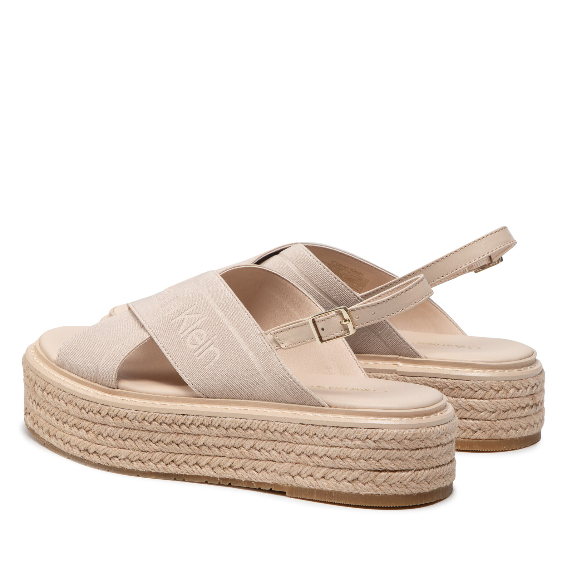 Calvin Klein Espadrile Flatform Wedge Sndl He HW0HW00688 Bej - Pled.ro