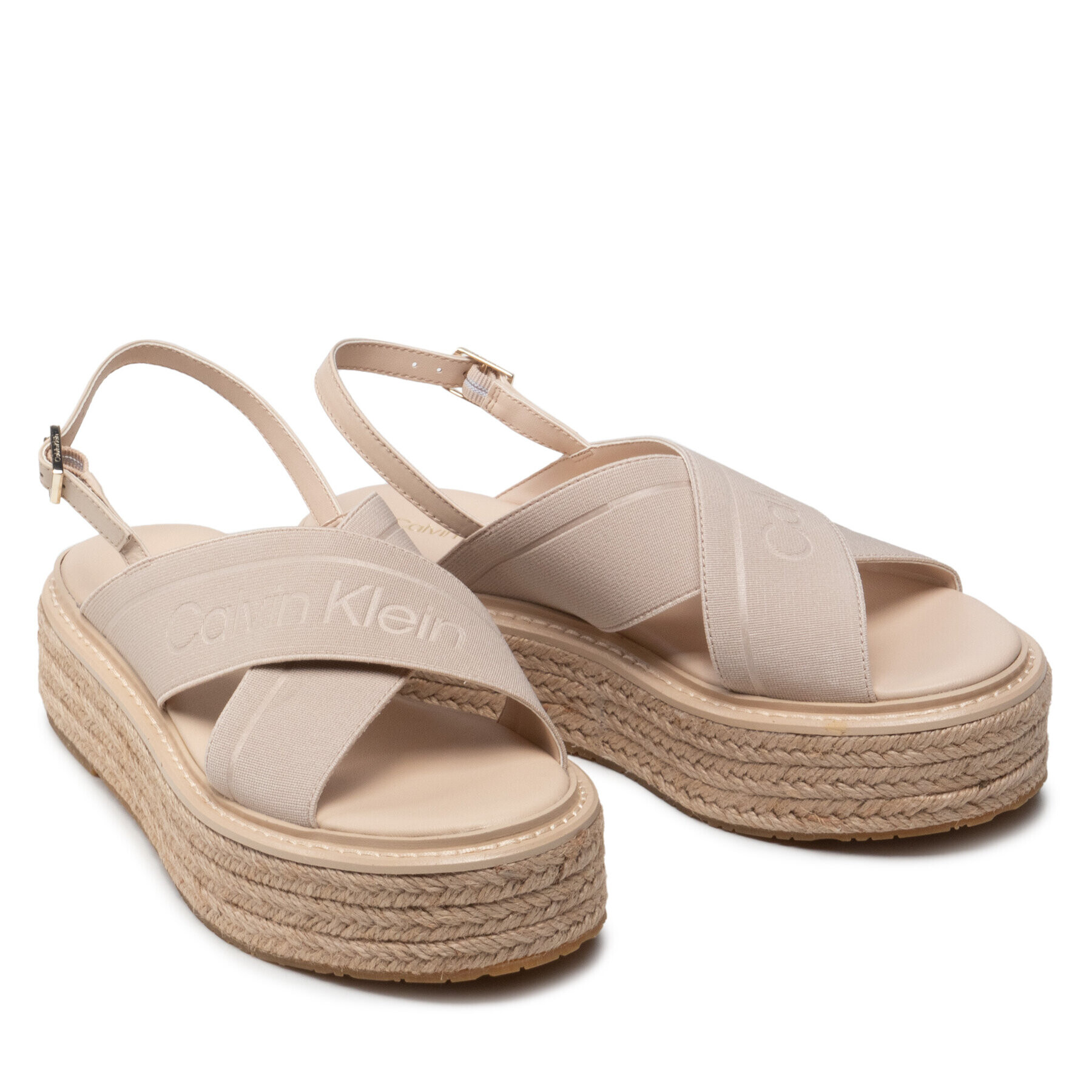 Calvin Klein Espadrile Flatform Wedge Sndl He HW0HW00688 Bej - Pled.ro