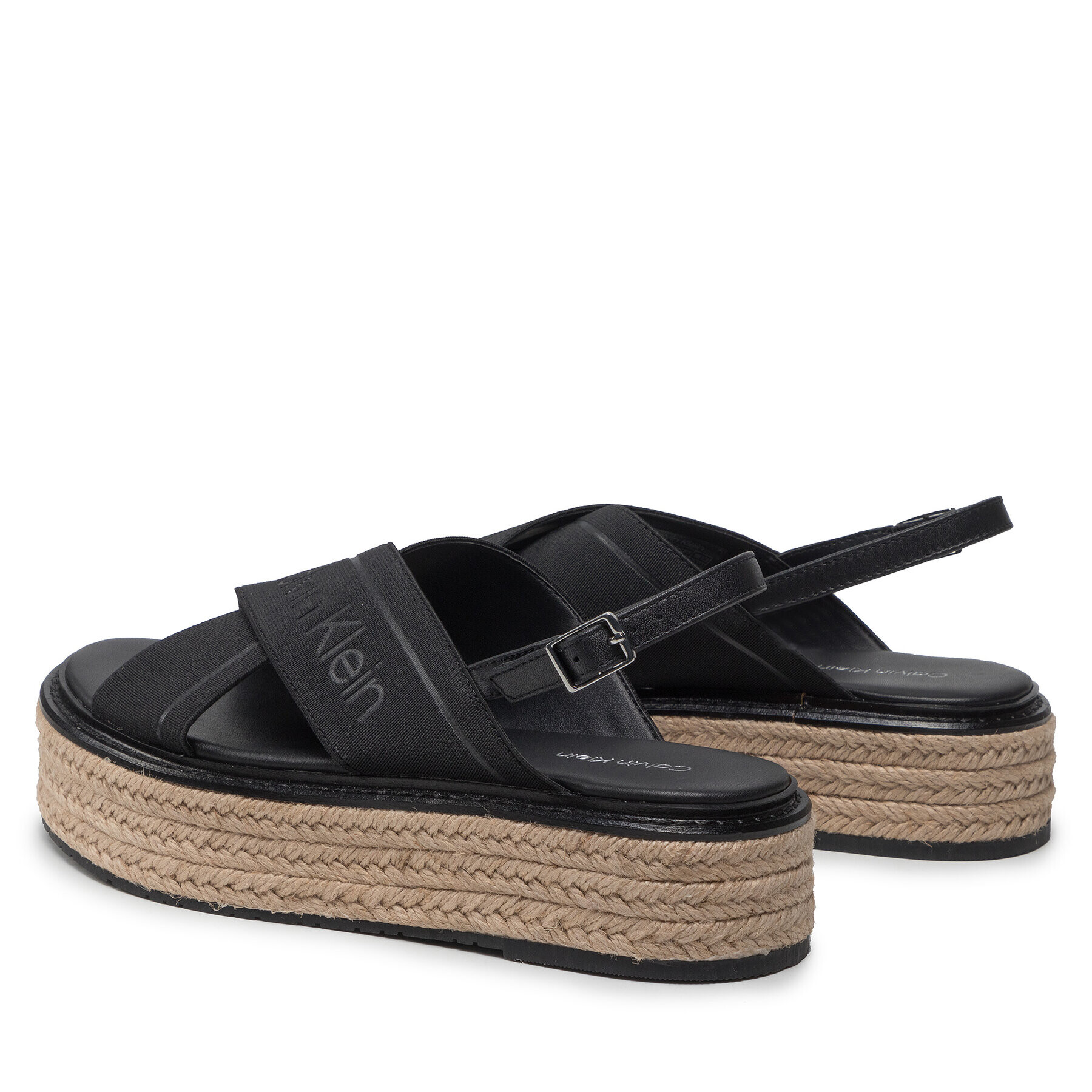 Calvin Klein Espadrile Flatform Wedge Sndl He HW0HW00688 Negru - Pled.ro