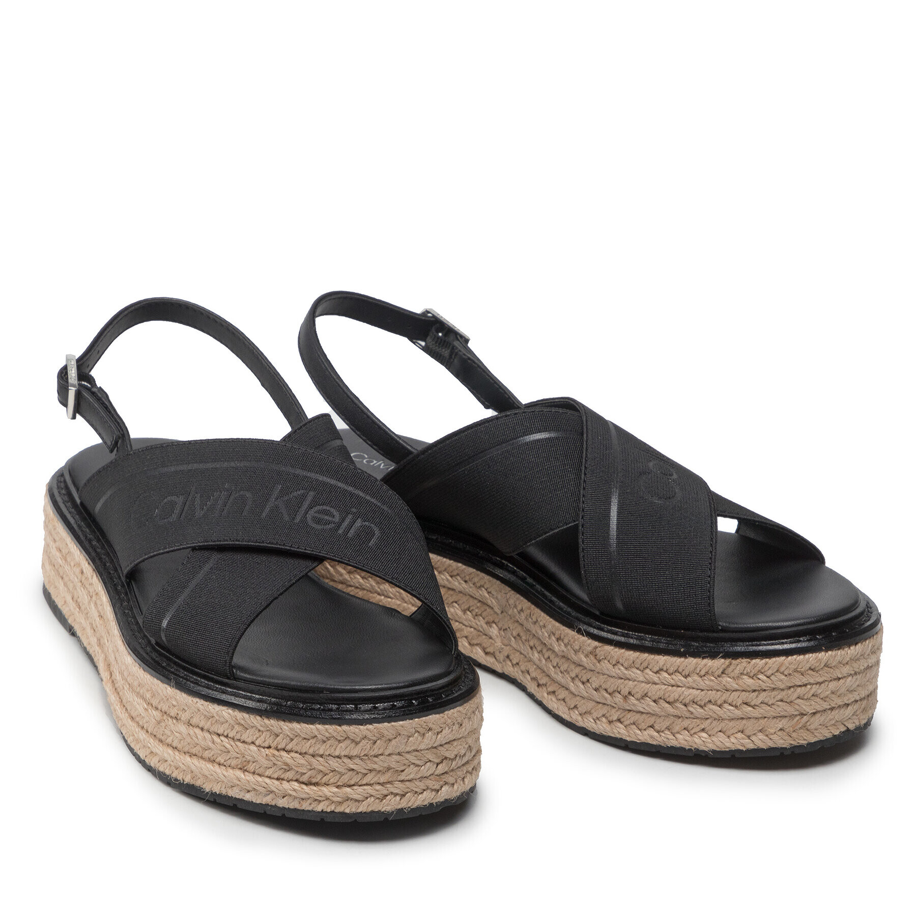 Calvin Klein Espadrile Flatform Wedge Sndl He HW0HW00688 Negru - Pled.ro