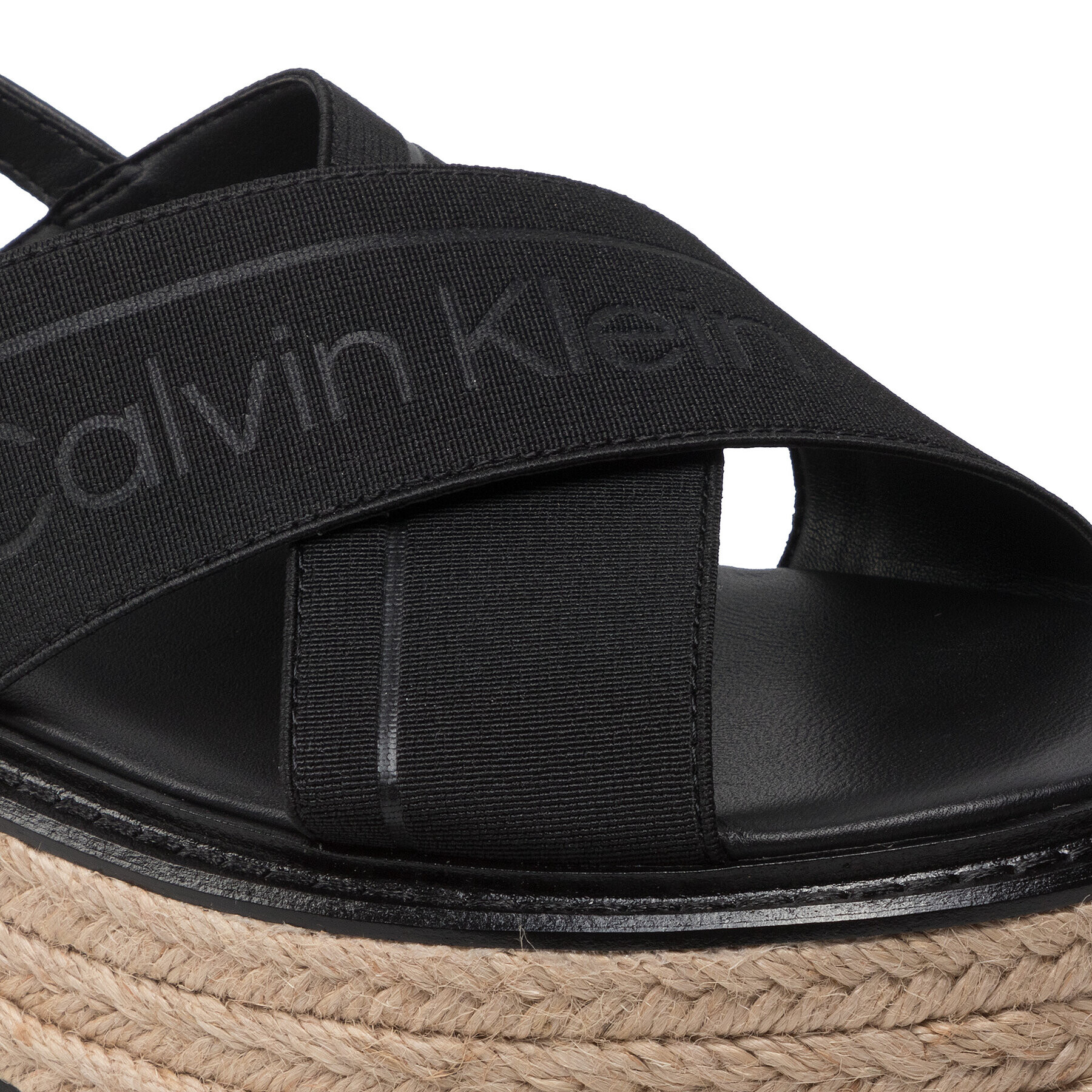 Calvin Klein Espadrile Flatform Wedge Sndl He HW0HW00688 Negru - Pled.ro