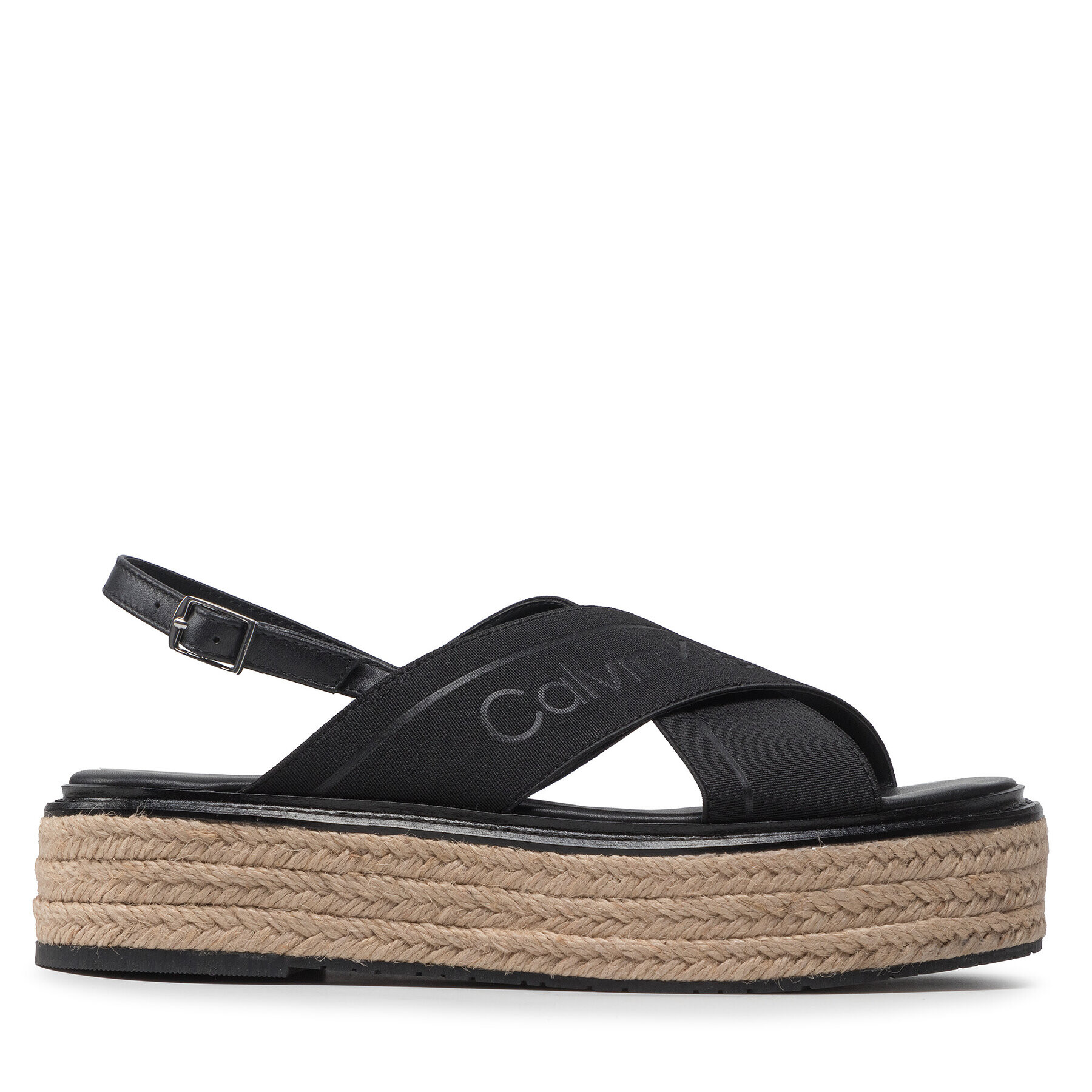 Calvin Klein Espadrile Flatform Wedge Sndl He HW0HW00688 Negru - Pled.ro