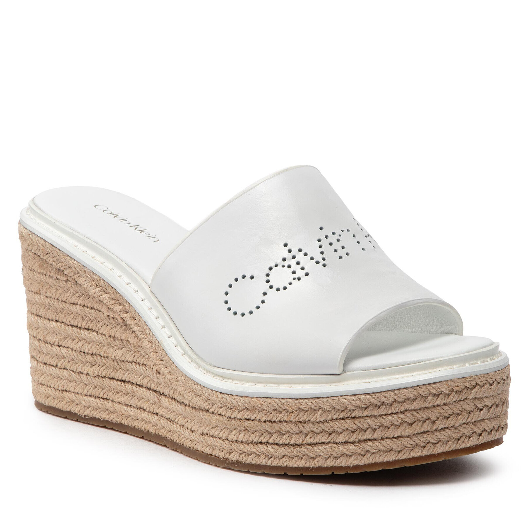 Calvin Klein Espadrile Wedge Mule 50 Perf HW0HW00820 Alb - Pled.ro