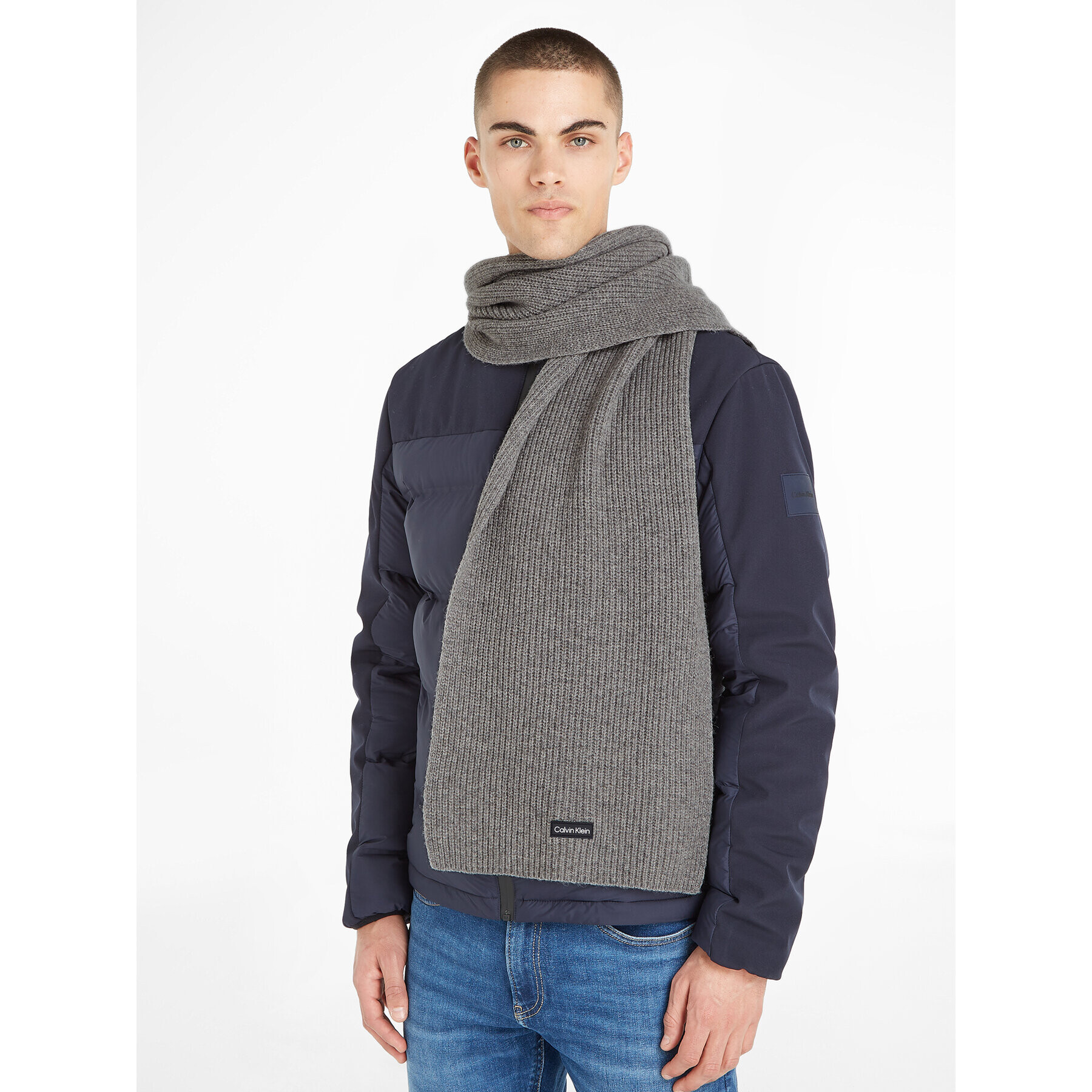 Calvin Klein Fular Daddy Wool Knit Scarf K50K510995 Gri - Pled.ro