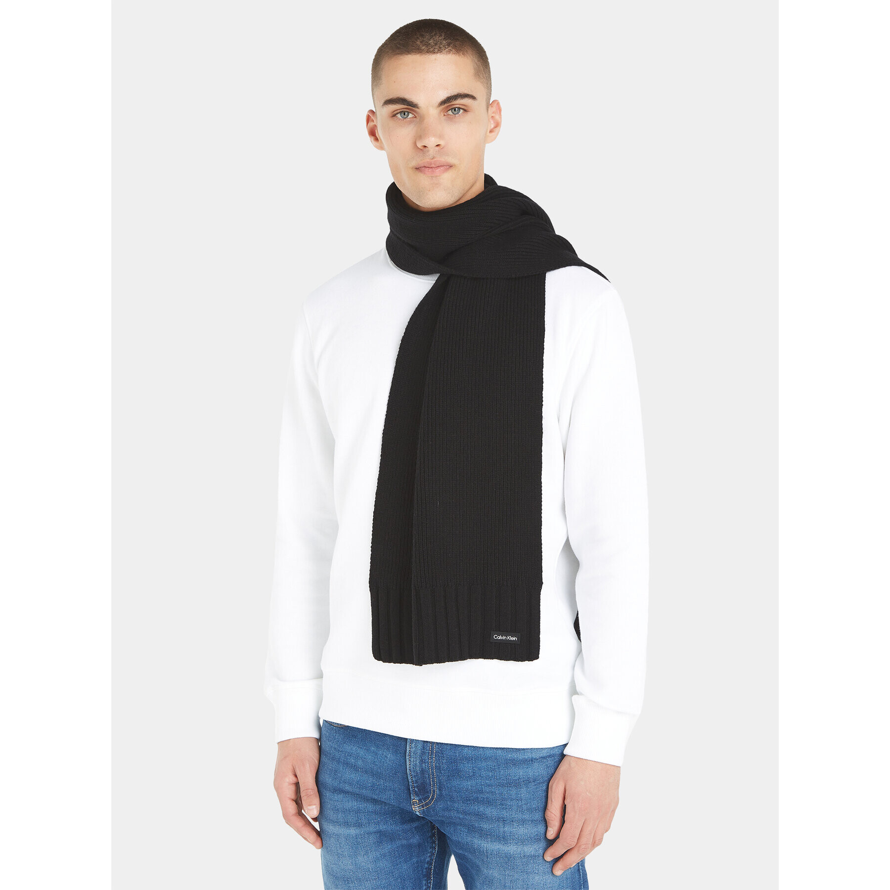 Calvin Klein Fular Elevated Rib Knit Scarf K50K511006 Negru - Pled.ro