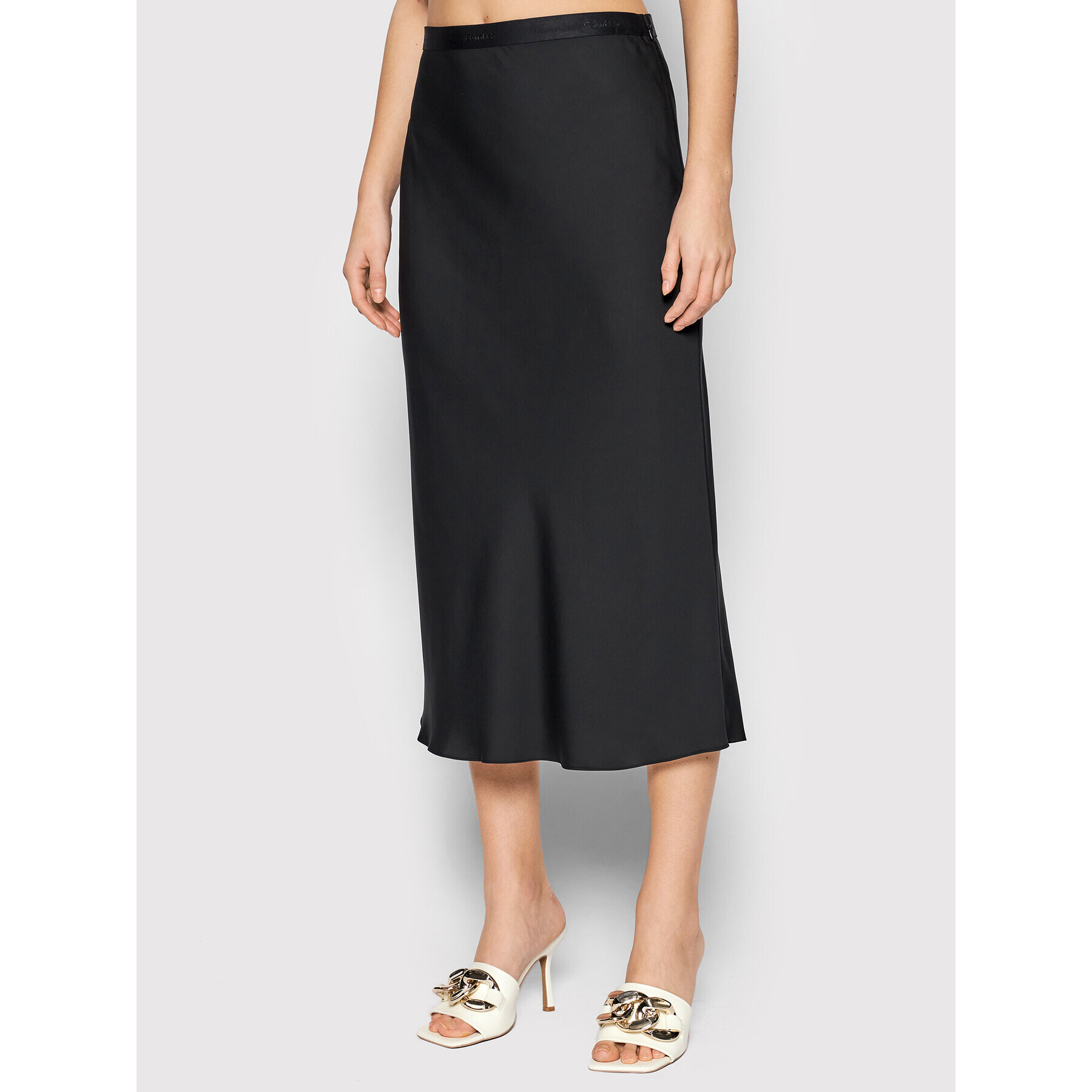 Calvin Klein Fustă midi Bias K20K203514 Negru Regular Fit - Pled.ro