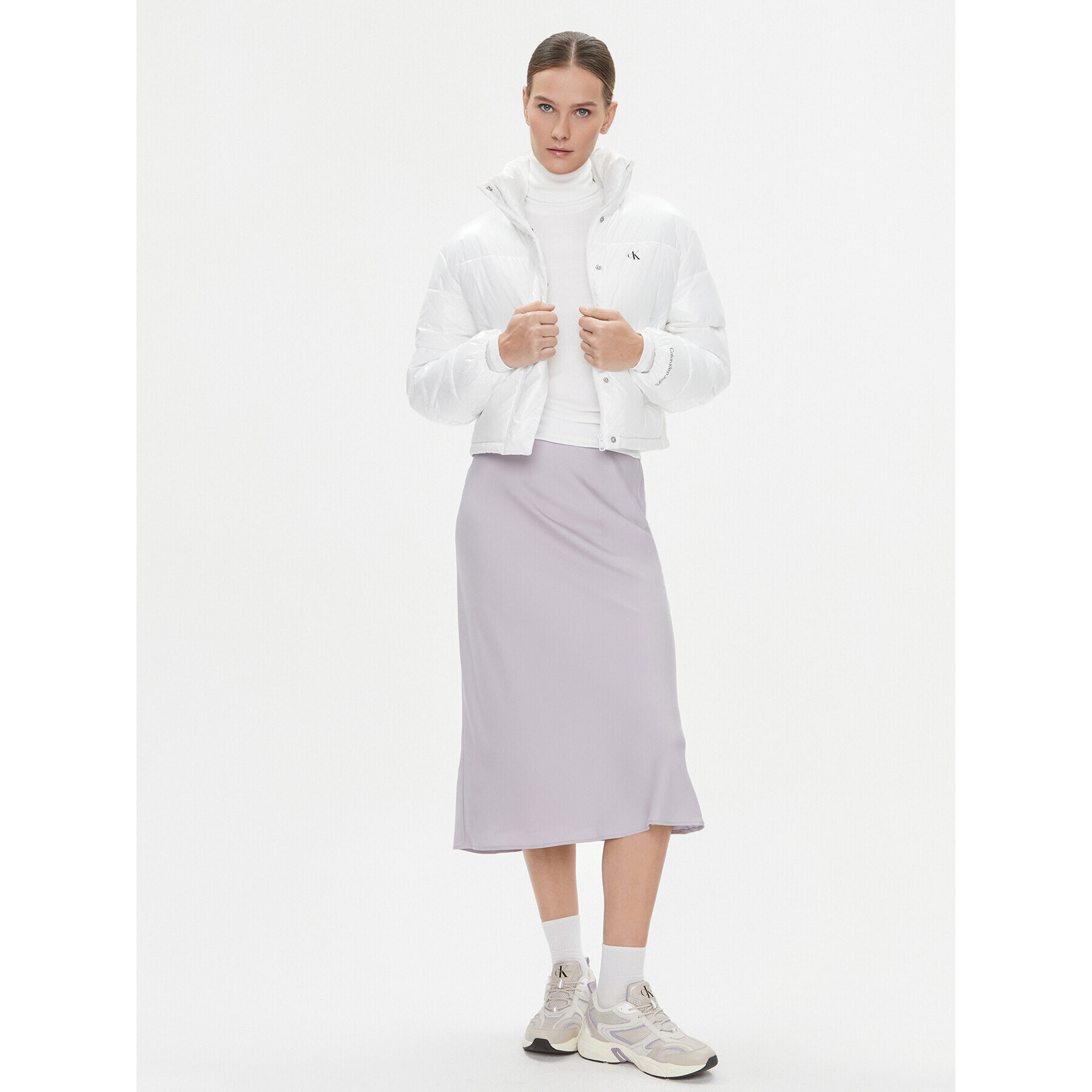 Calvin Klein Fustă midi K20K203514 Violet Regular Fit - Pled.ro