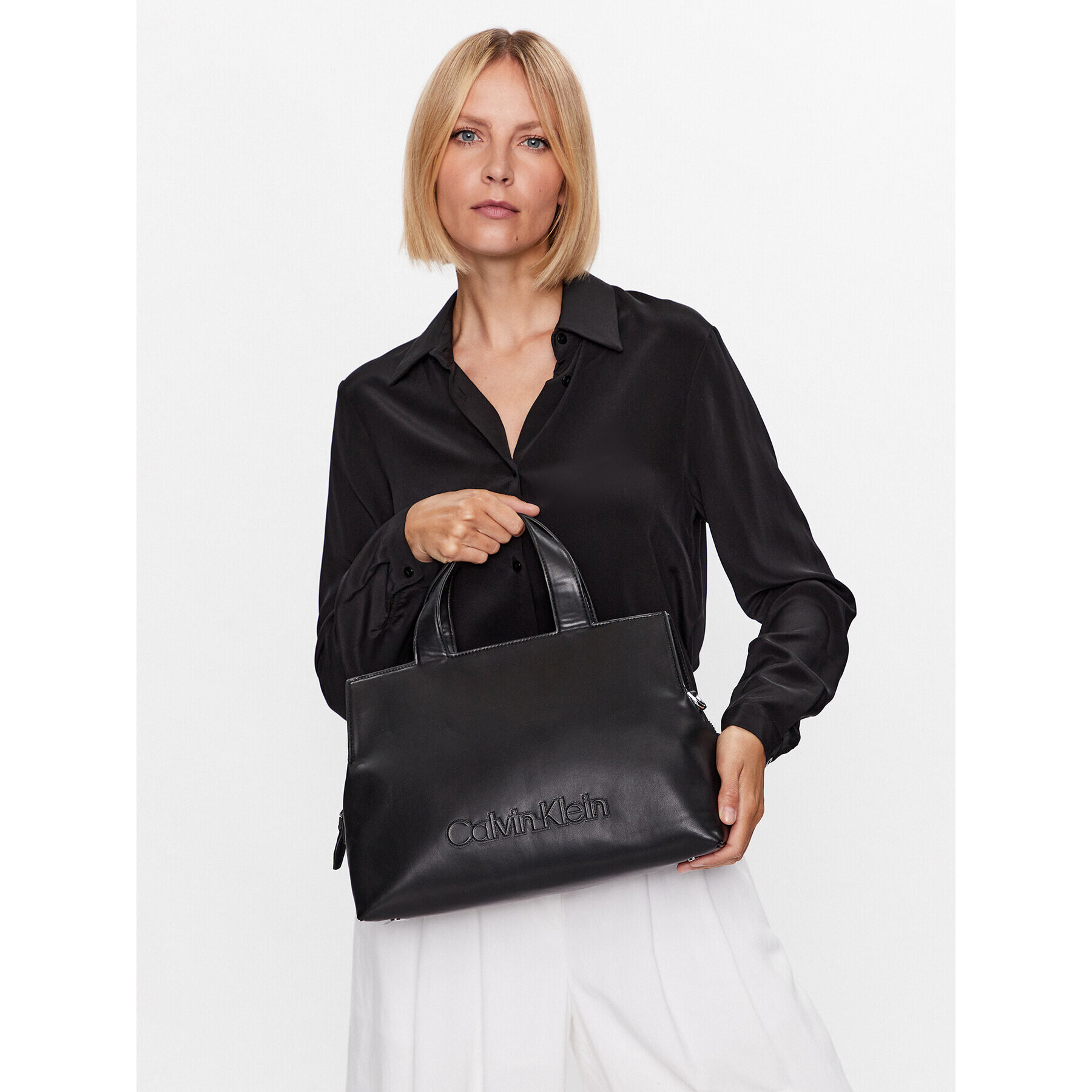 Calvin Klein Geantă Ck Neat Tote Lg K60K610435 Negru - Pled.ro