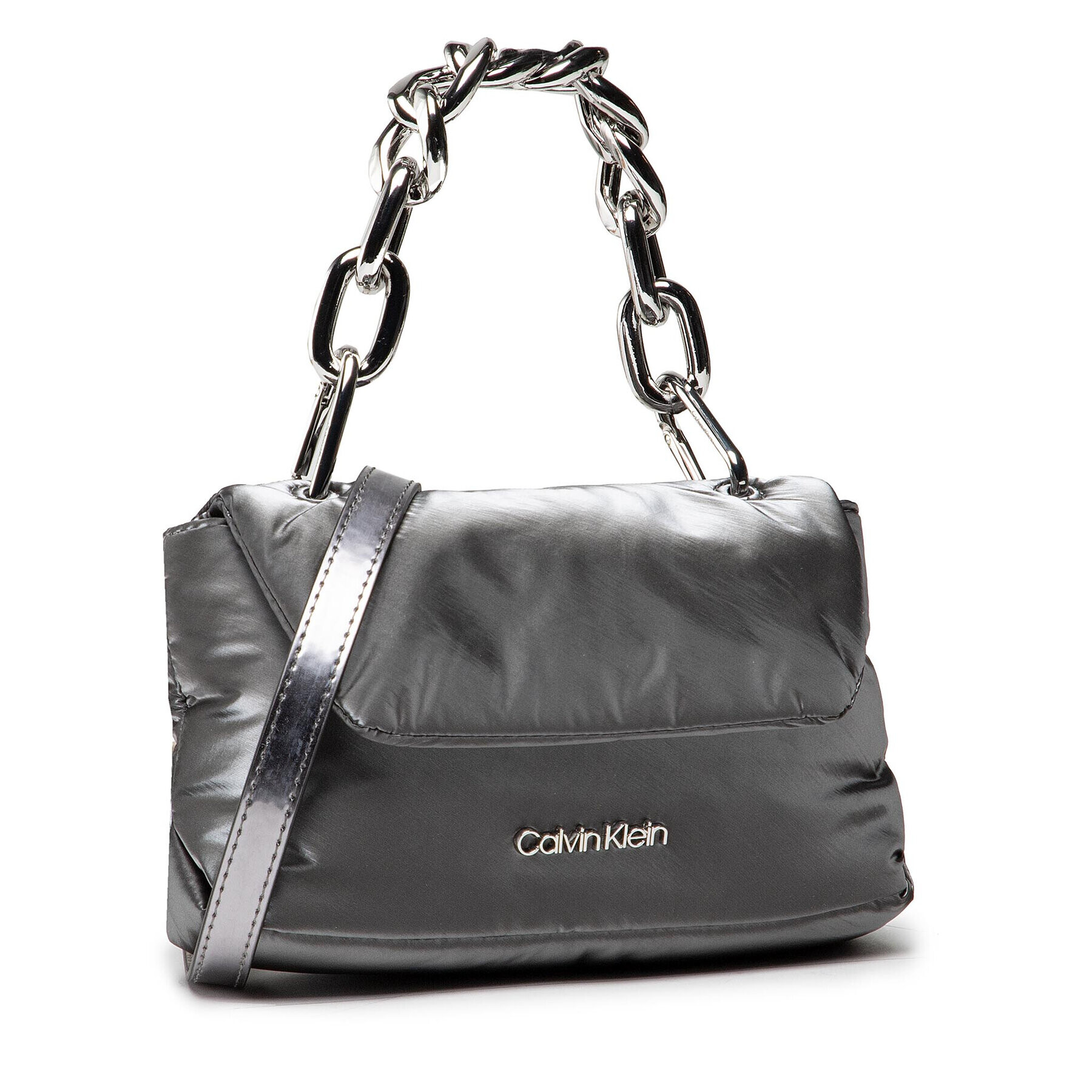 Calvin Klein Geantă Linked Xbody Metallic K60K608743 Gri - Pled.ro