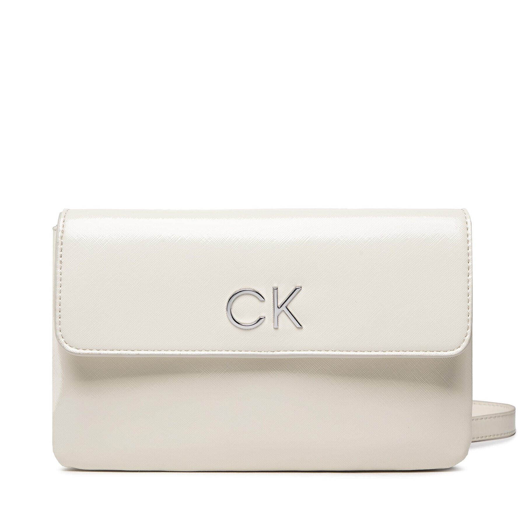 Calvin Klein Geantă Re-Lock Dbl Xbody W/Flap Saff K60K609861 Alb - Pled.ro