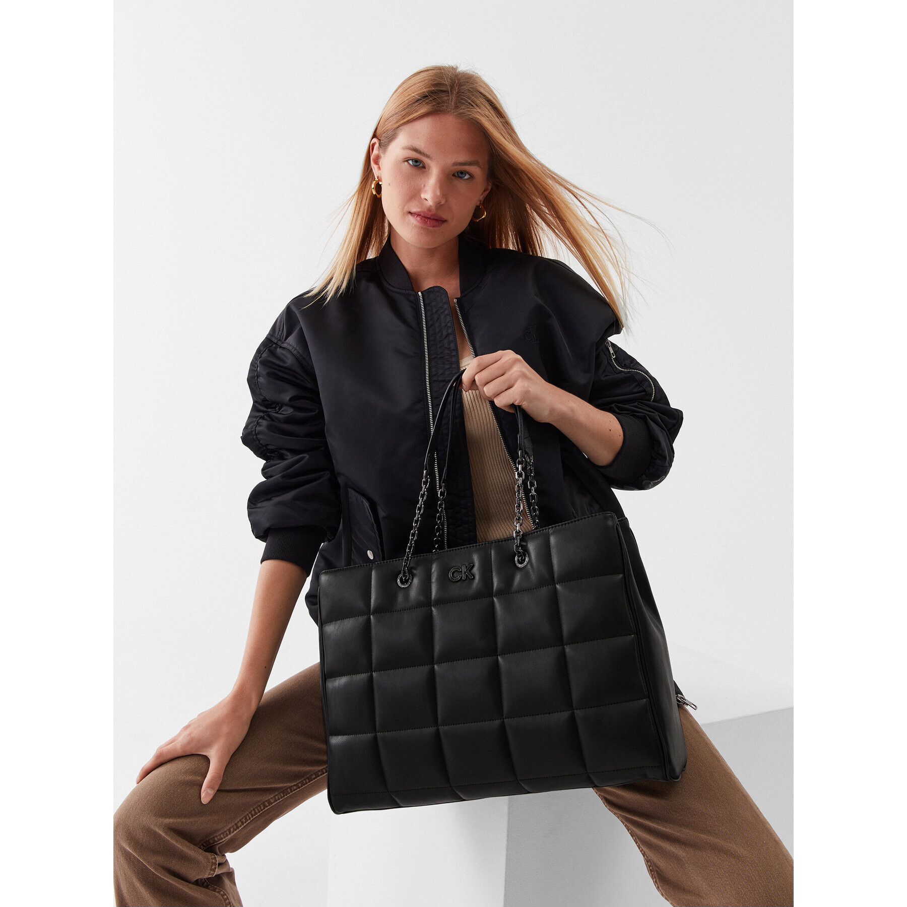 Calvin Klein Geantă Re-Lock Quilt Tote Lg K60K610457 Negru - Pled.ro