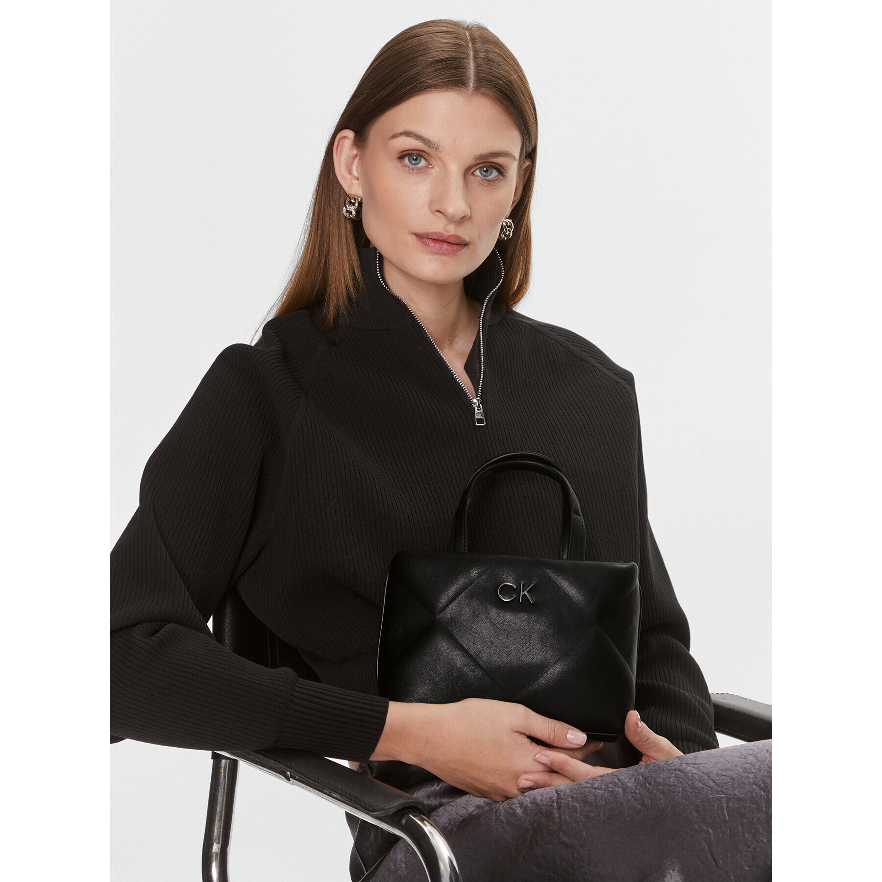 Calvin Klein Geantă Re-Lock Quilt Tote Mini K60K611340 Negru - Pled.ro