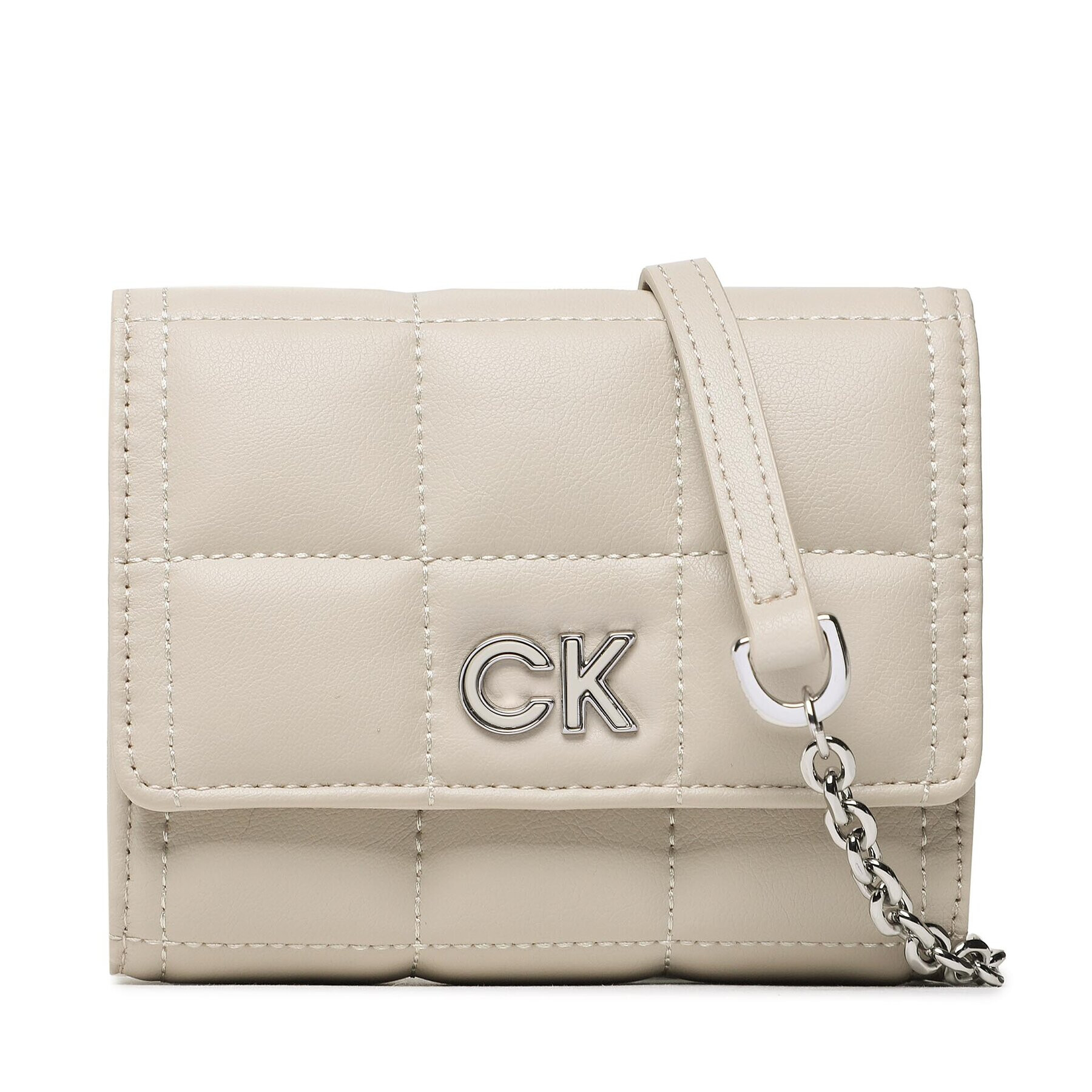 Calvin Klein Geantă Re-Lock Quilt Trifold Md W/Strap K60K610476 Gri - Pled.ro