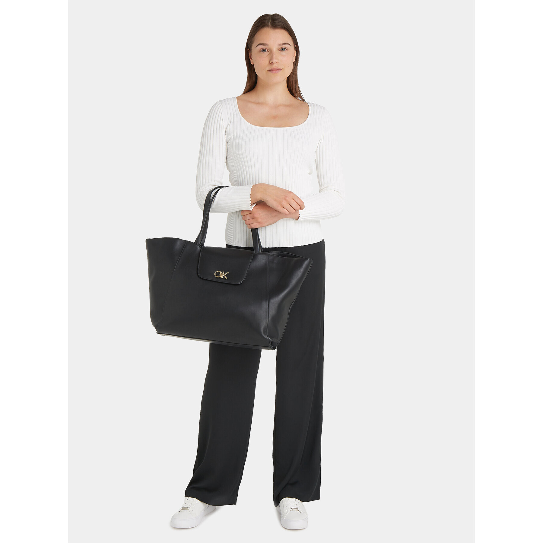 Calvin Klein Geantă Re-Lock Shopper W/Flap K60K611052 Negru - Pled.ro