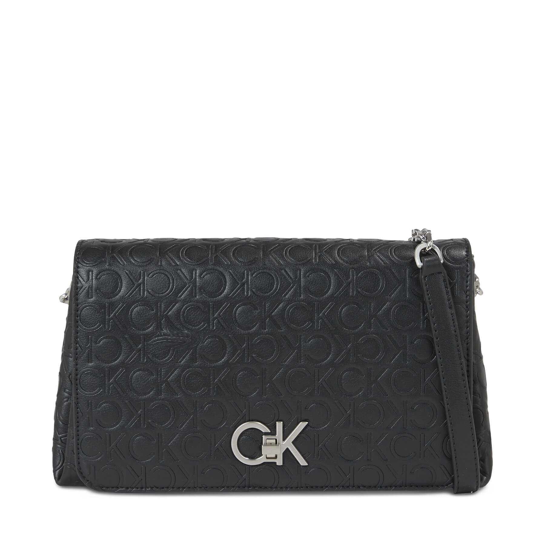 Calvin Klein Geantă Re-Lock Shoulder Bag Md - Emb K60K611061 Negru - Pled.ro